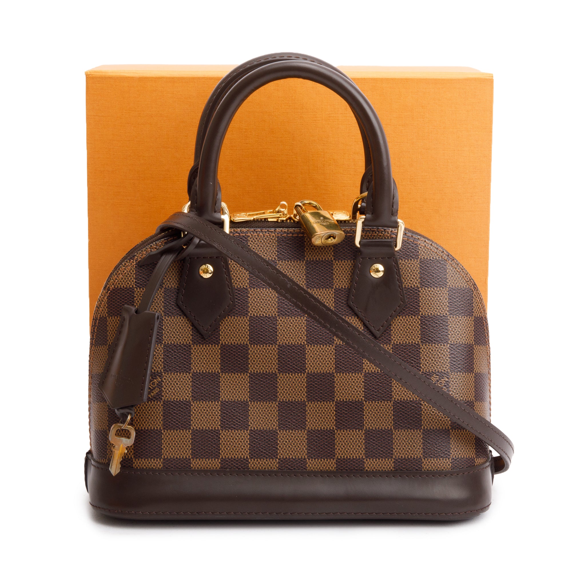 Louis Vuitton Damier Ebene Alma BB w/ Strap, Box & Receipt