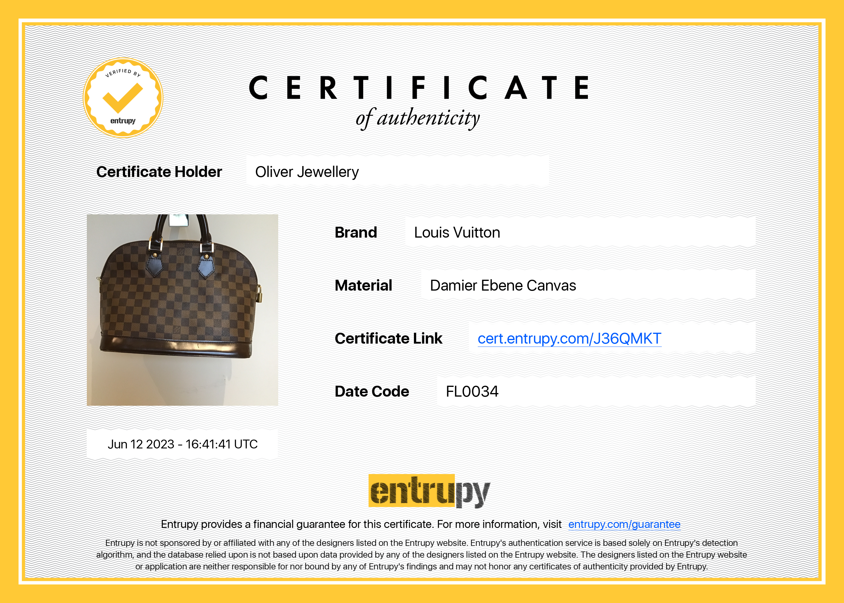 Louis Vuitton Damier Ebene Alma PM