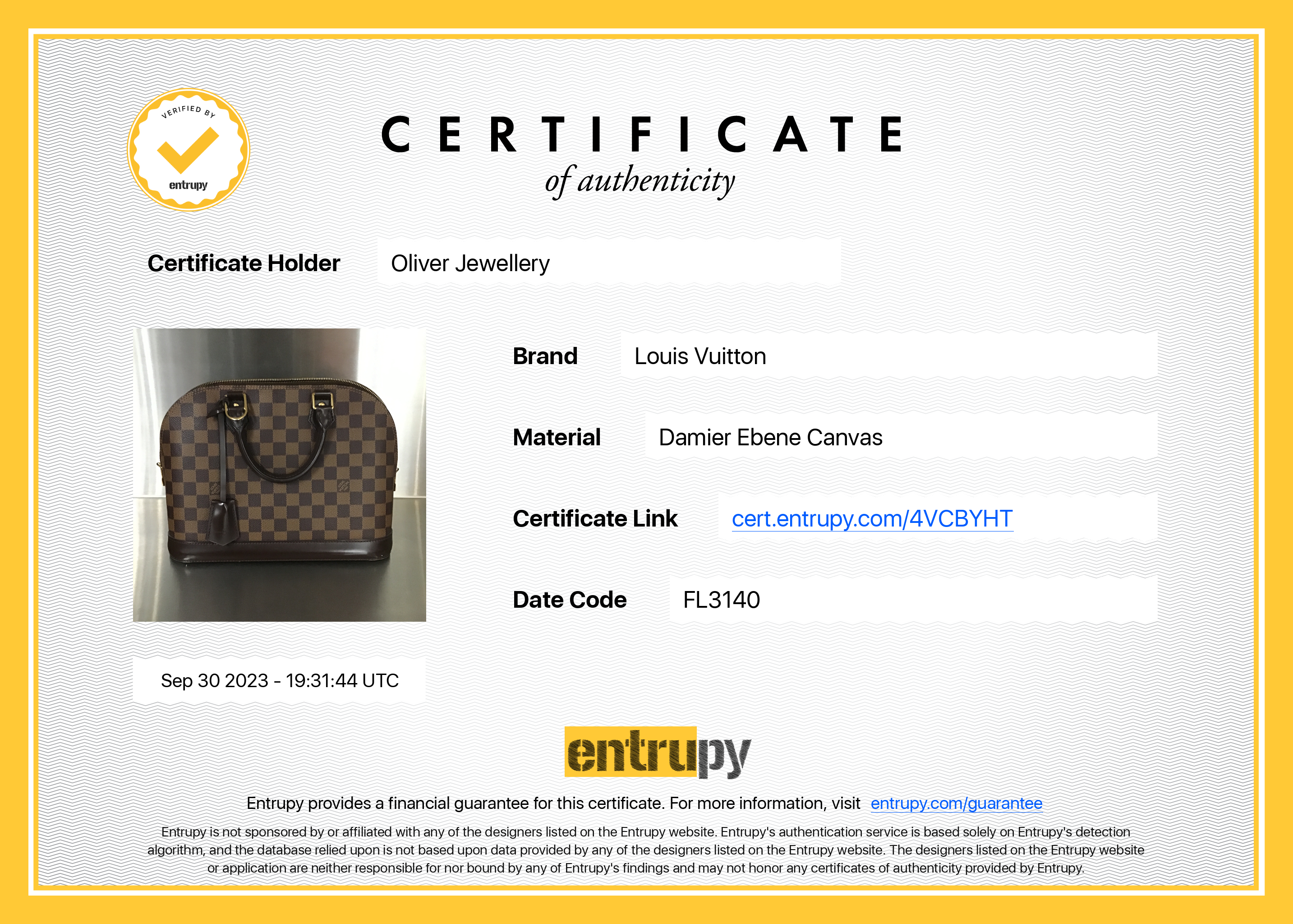 Louis Vuitton Damier Ebene Alma PM
