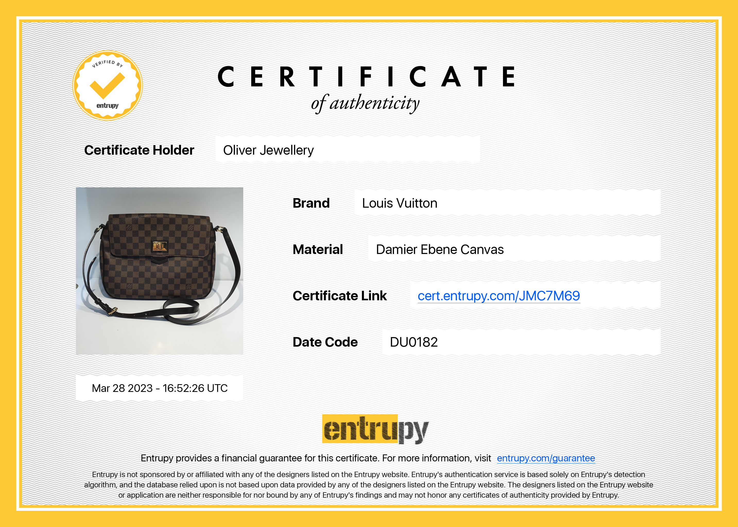 Louis Vuitton Damier Ebene Besace Rosebery Bag