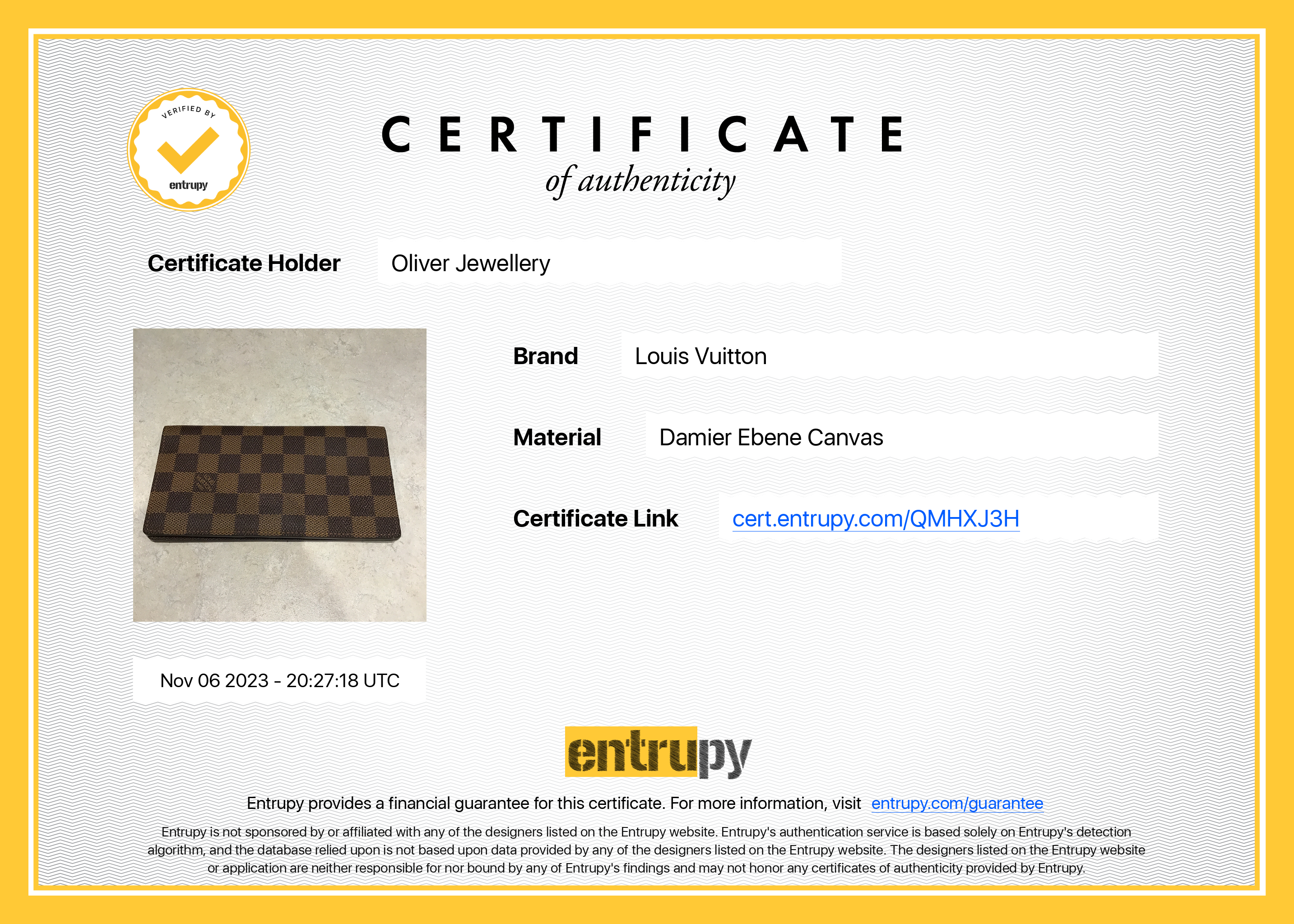 Louis Vuitton Damier Ebene Bifold Vertical Wallet
