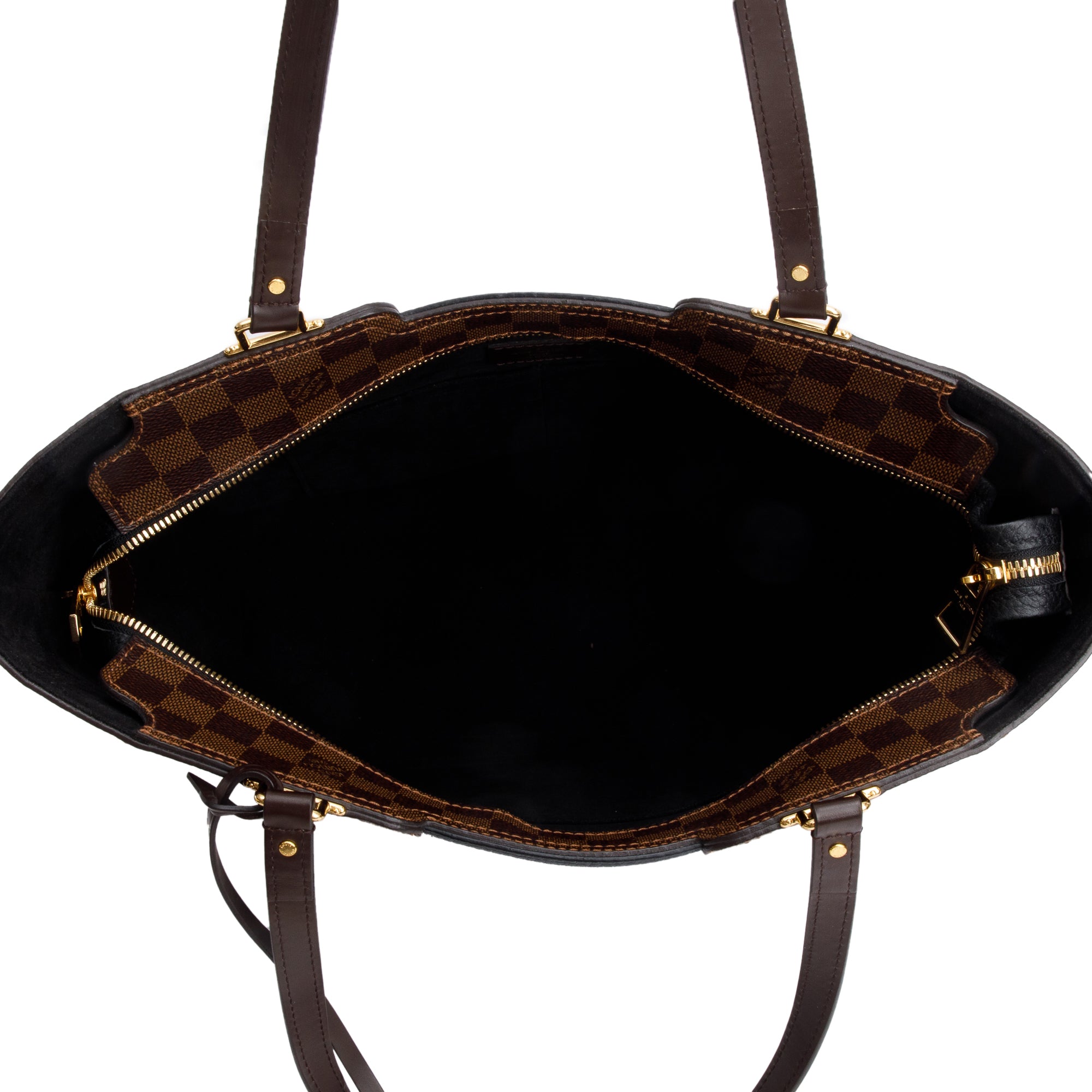 Louis Vuitton Damier Ebene Black Taurillon Leather Trim Jersey Tote w/ Strap & Box