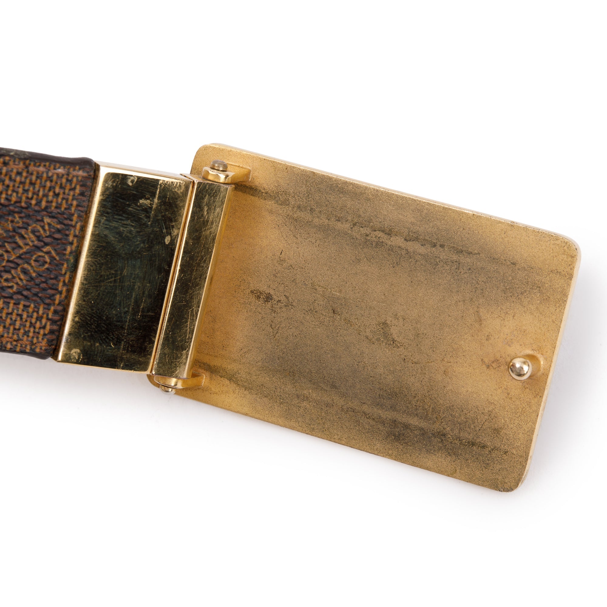 Louis Vuitton Damier Ebene Brown Calfskin Leather Reversible Inventeur Belt 95 38