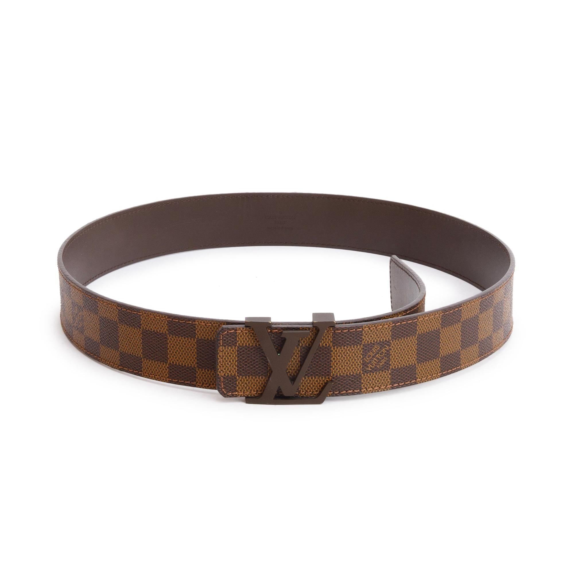 Louis Vuitton Damier Ebene Canvas LV Initials 40 MM Belt 90 36 w/ Box & Receipt