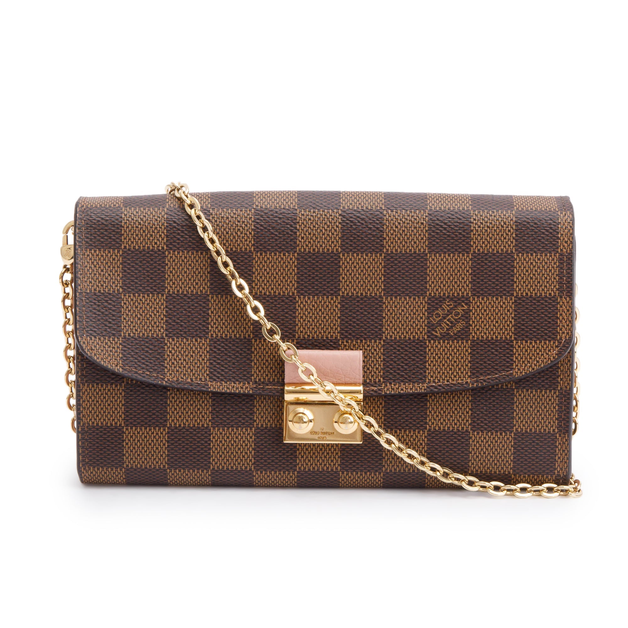 Louis Vuitton Damier Ebene Croisette Chain Wallet
