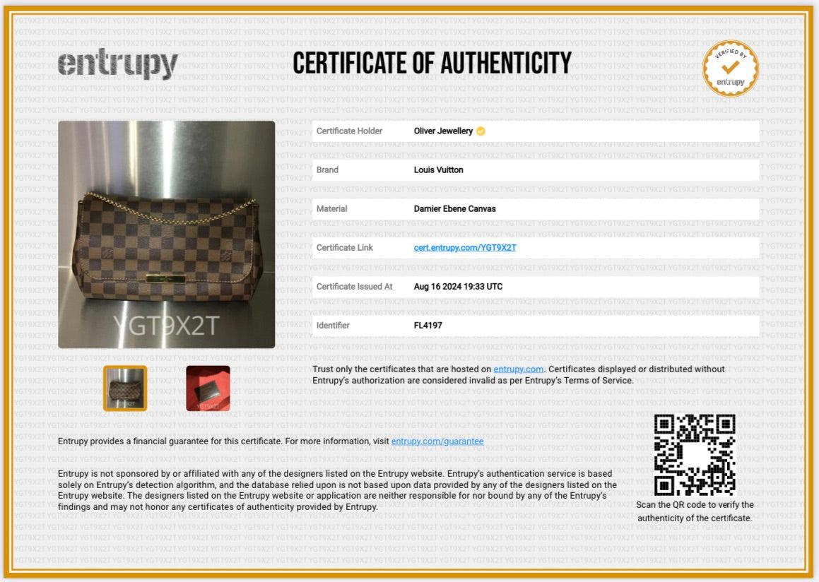 Louis Vuitton Damier Ebene Favorite MM w/ Strap, Receipt & Box