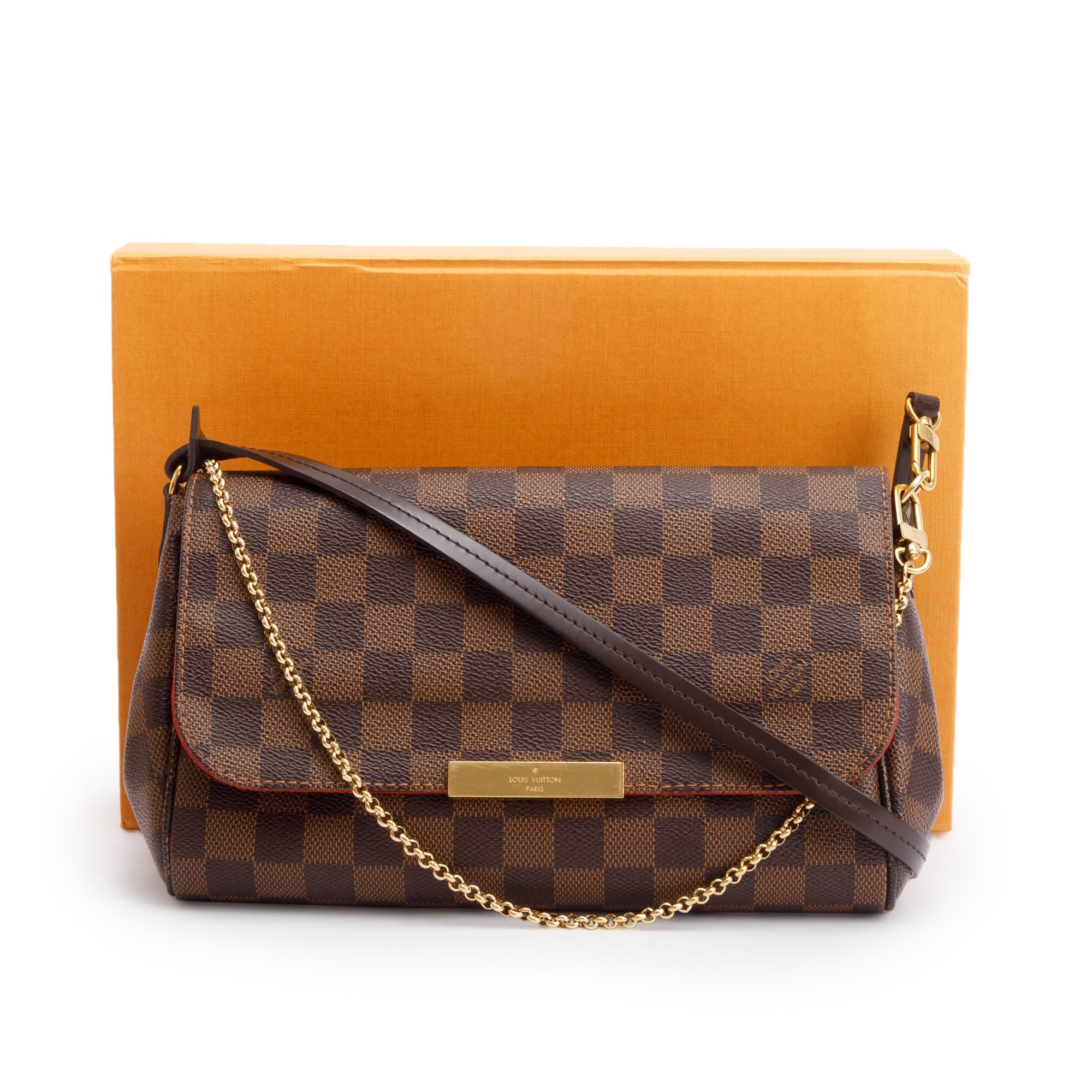 Louis Vuitton Damier Ebene Favorite MM w/ Strap, Receipt & Box