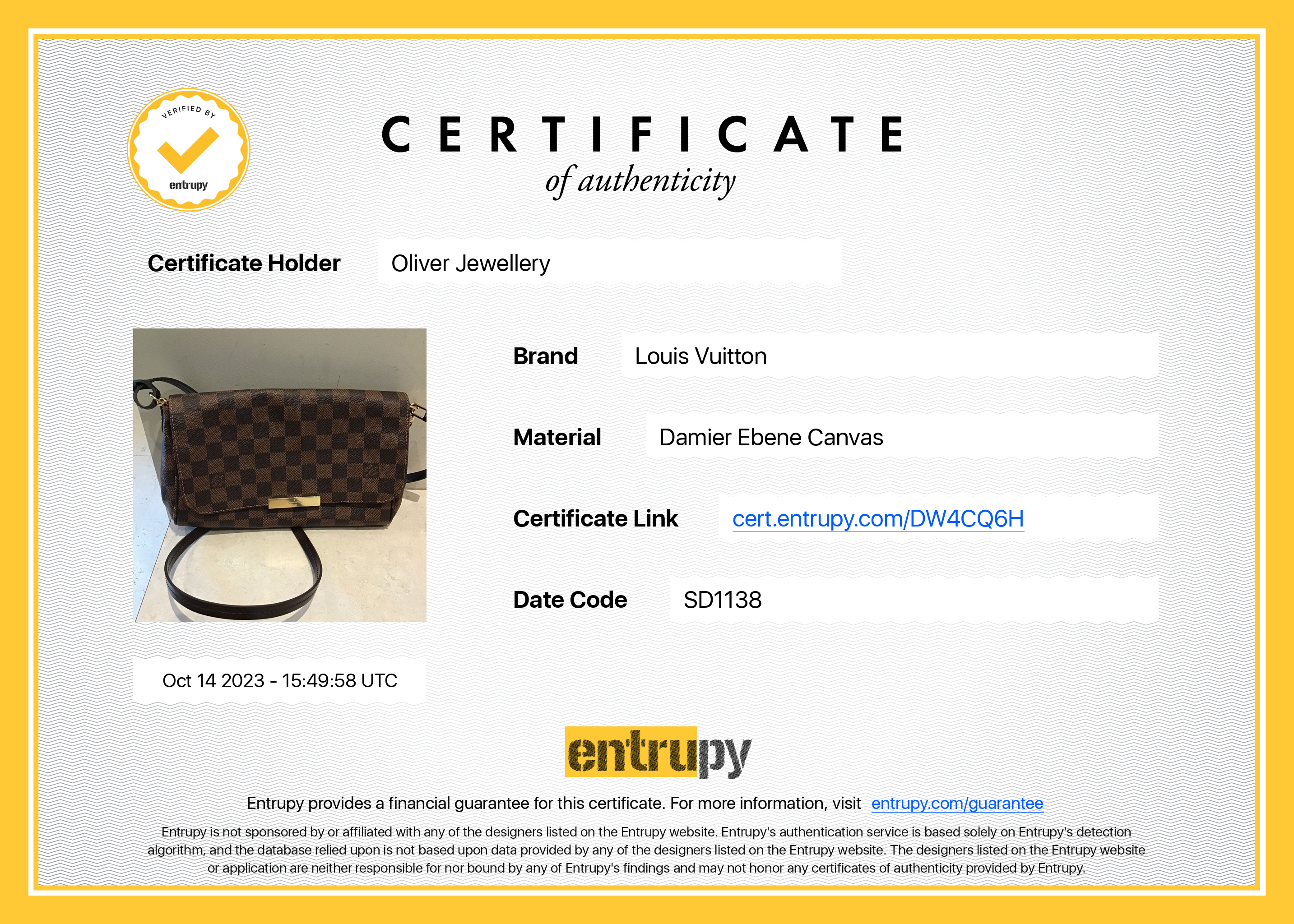 Louis Vuitton Damier Ebene Favorite MM w/ Straps