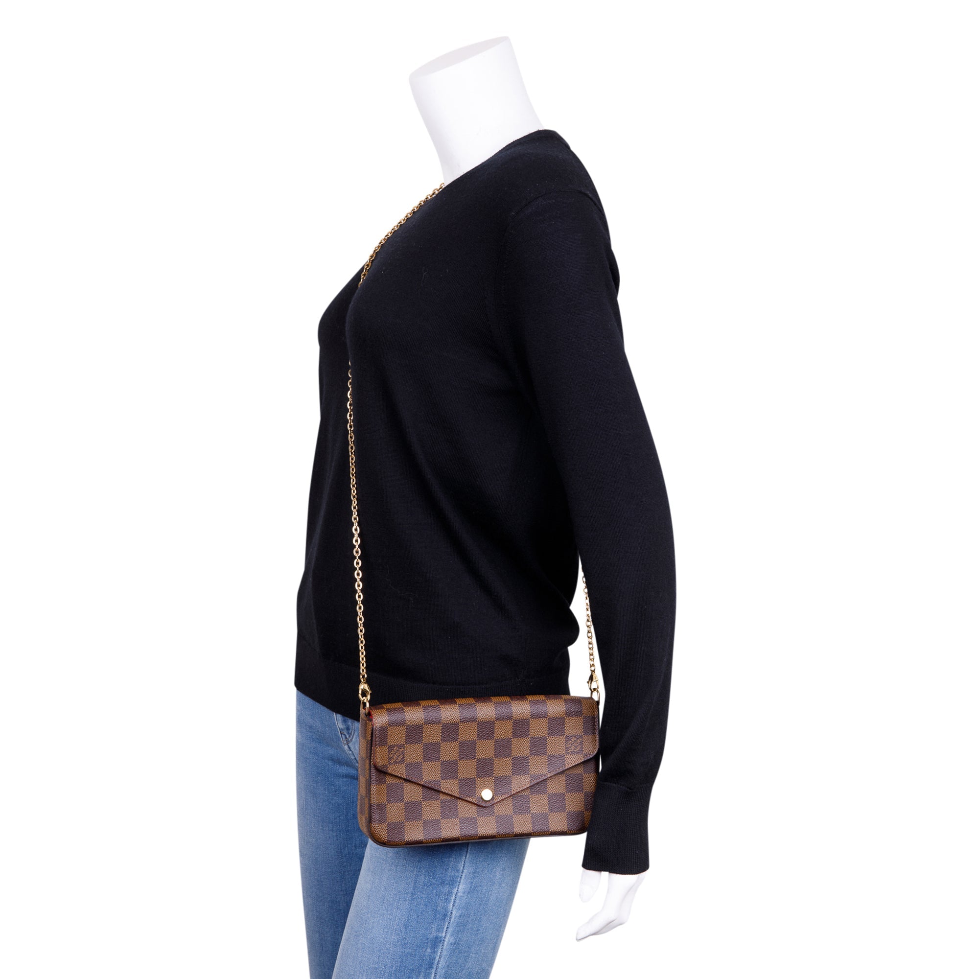 Louis Vuitton Damier Ebene Felicie Pochette Bag w/ Box & Inserts