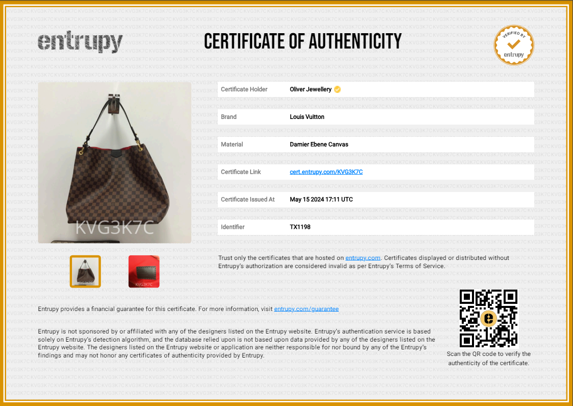 Louis Vuitton Damier Ebene Graceful MM w/ Receipt