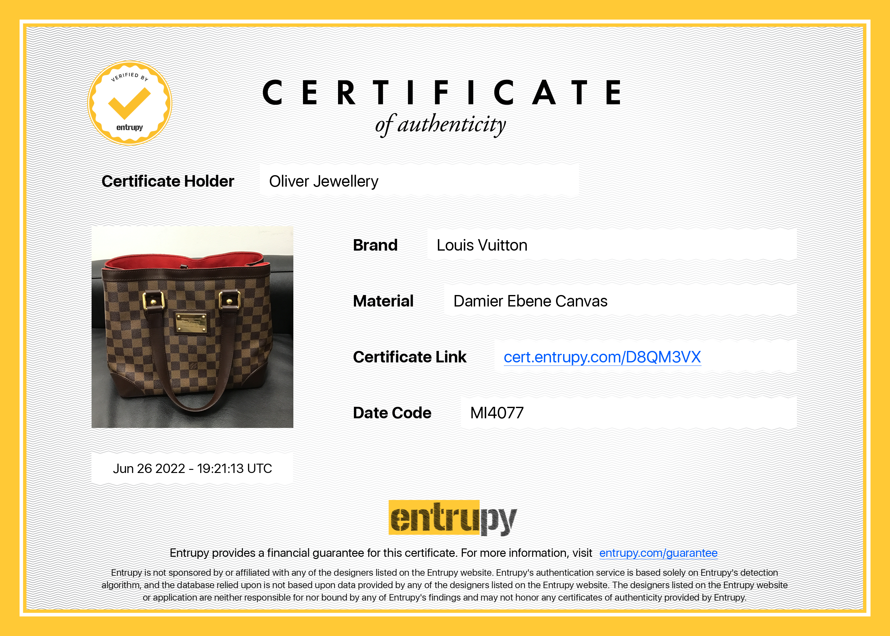 Louis Vuitton Damier Ebene Hampstead PM