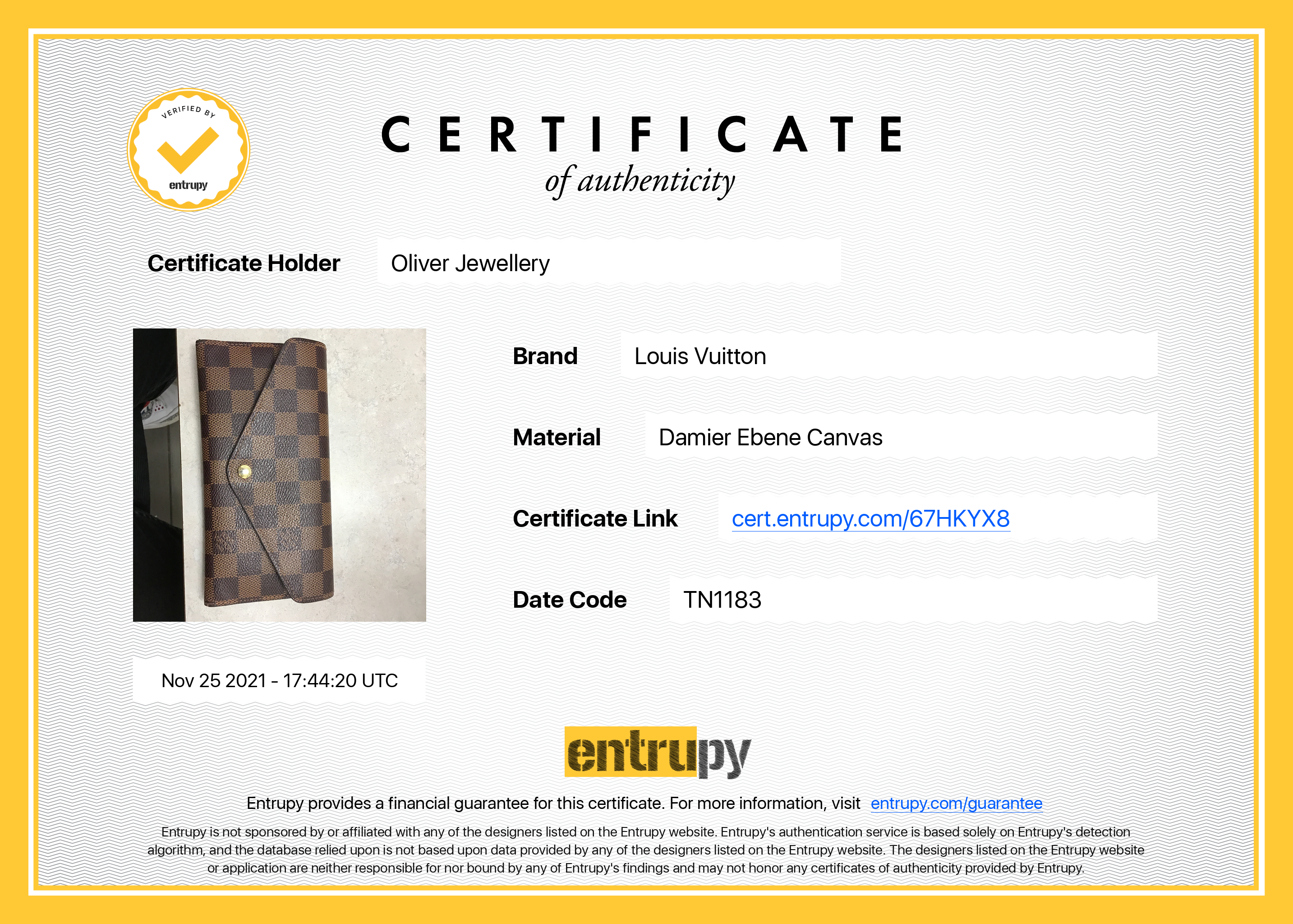 Louis Vuitton Damier Ebene Josephine Wallet w/ Box