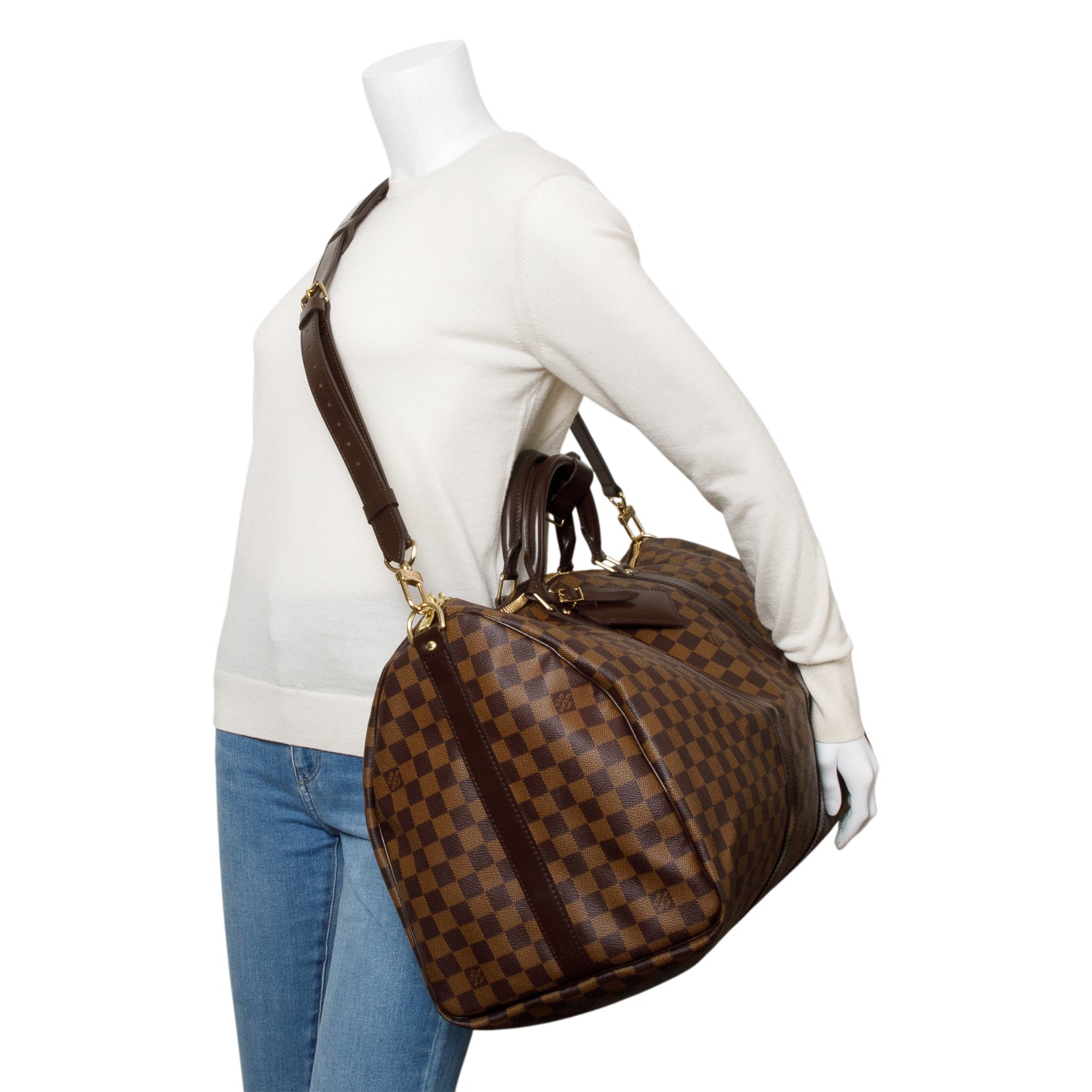 Louis Vuitton Damier Ebene Keepall Bandouliere 55 w/ Strap