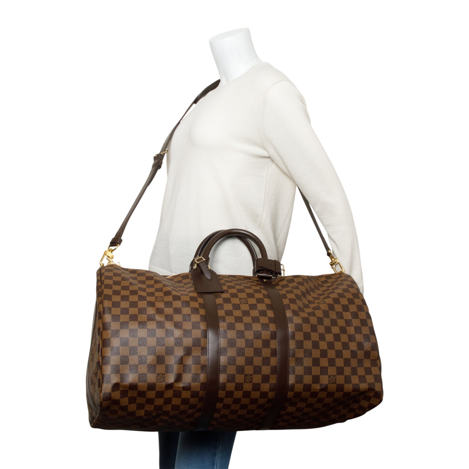 Louis Vuitton Damier Ebene Keepall Bandouliere 55 w/ Strap & Box