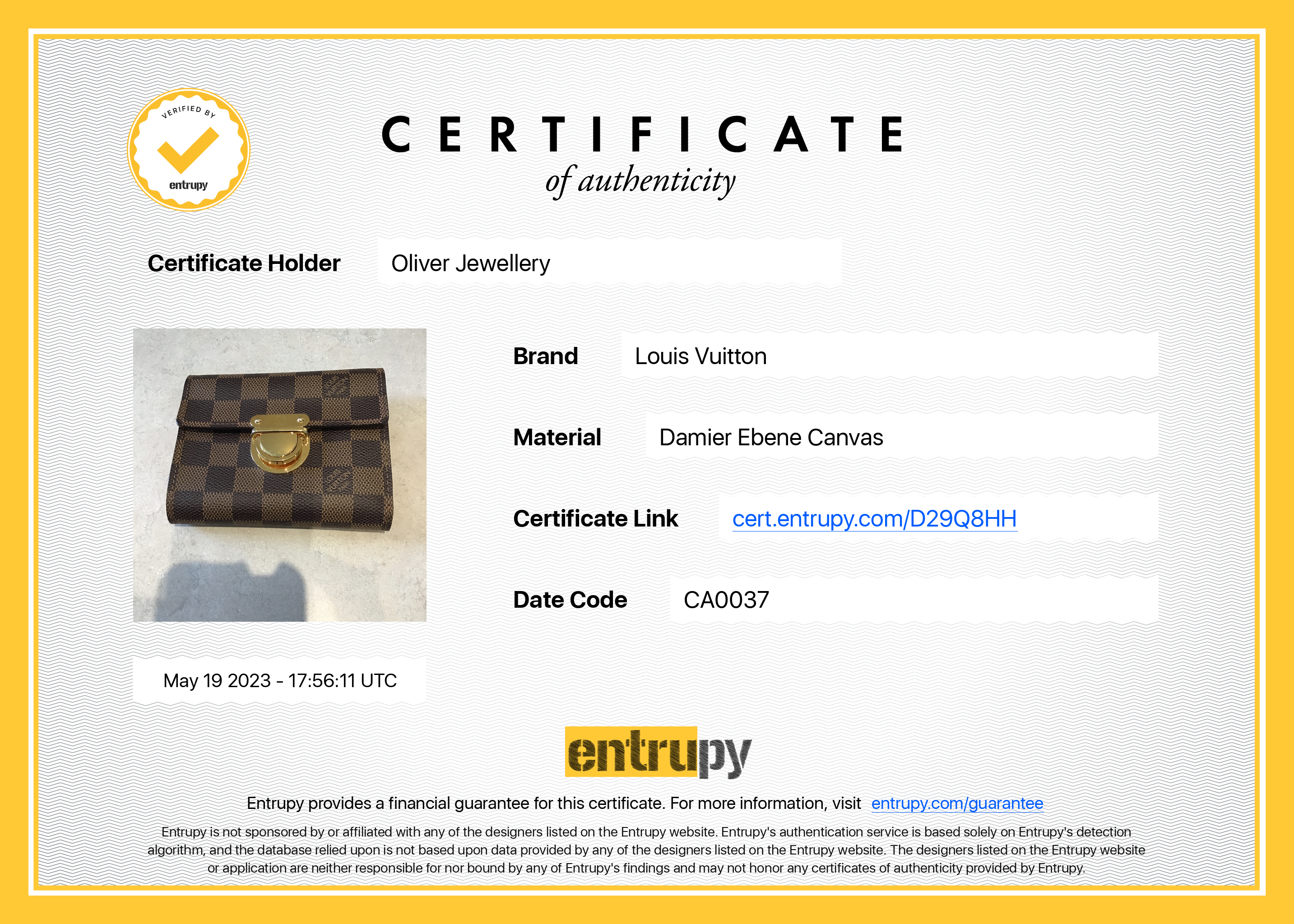 Louis Vuitton Damier Ebene Koala Wallet