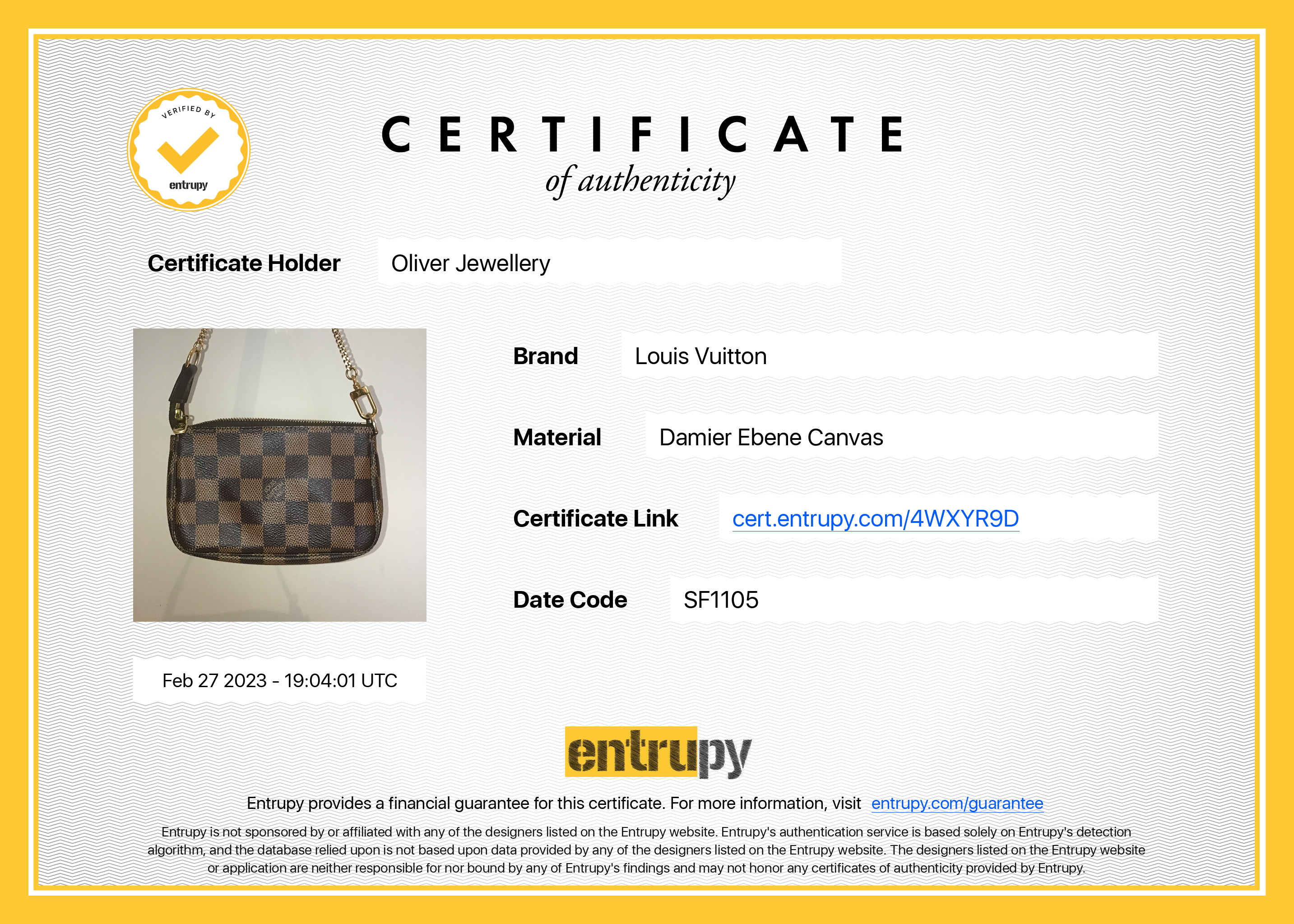 Louis Vuitton Damier Ebene Mini Pochette Accessories w/ Box