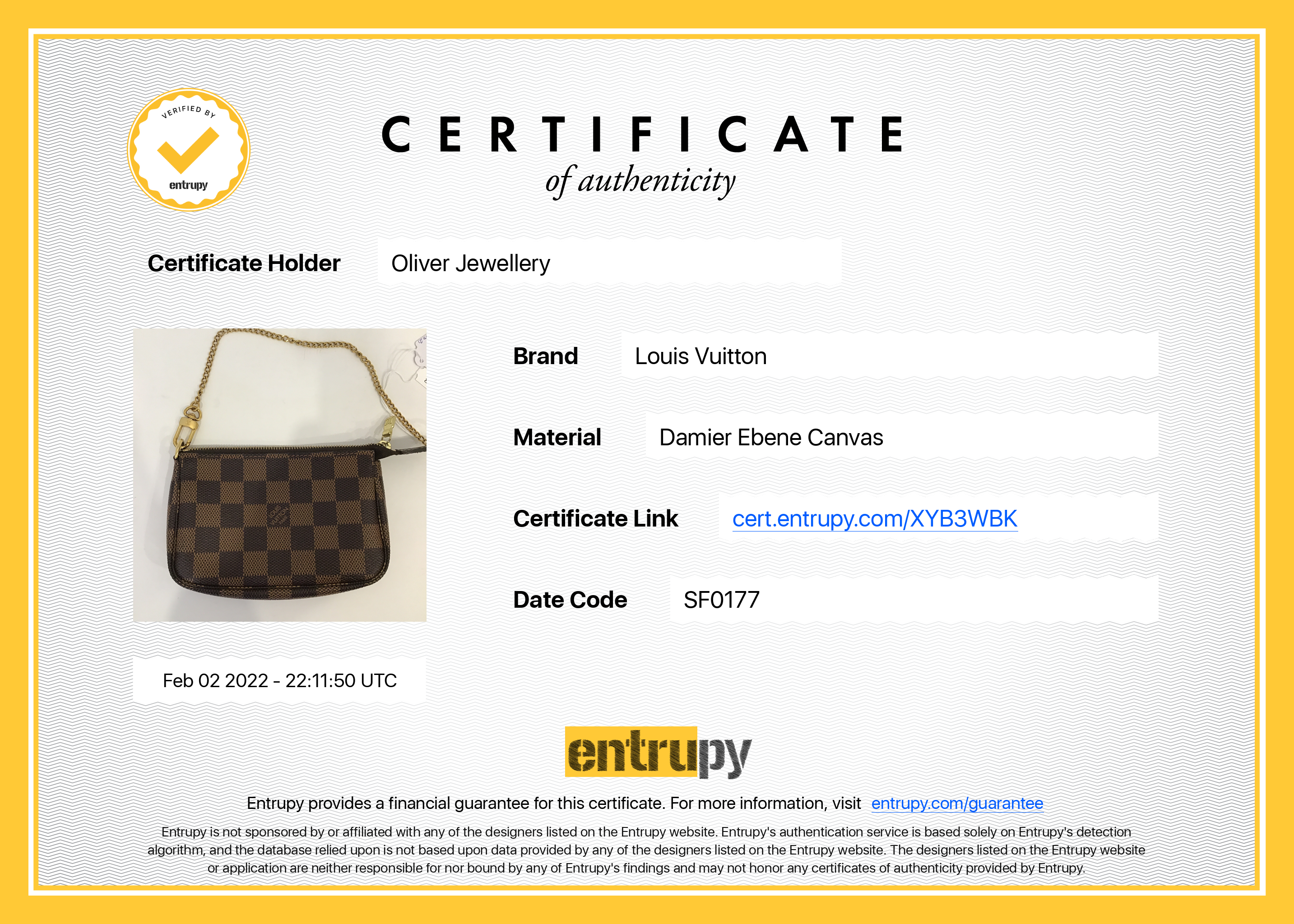 Louis Vuitton Damier Ebene Mini Pochette Accessories w/ Receipt