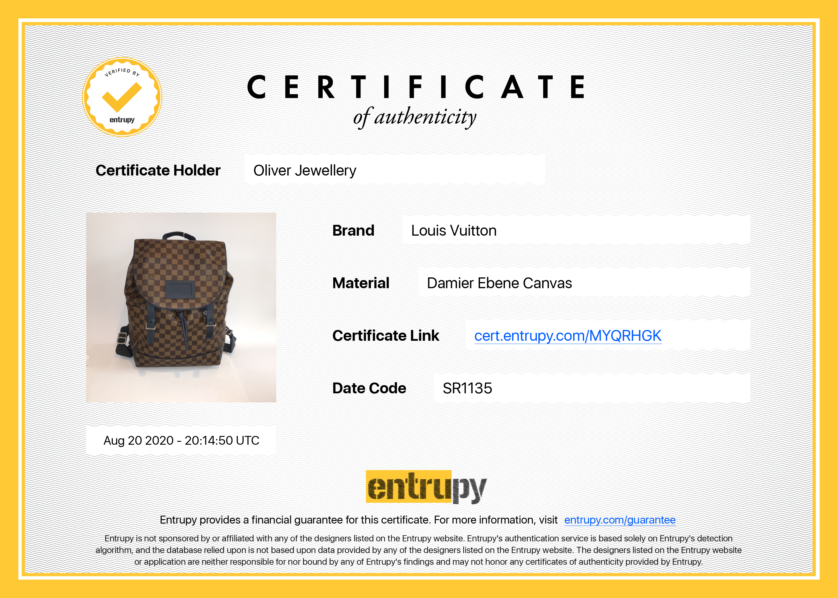 Louis Vuitton Damier Ebene Runner Backpack