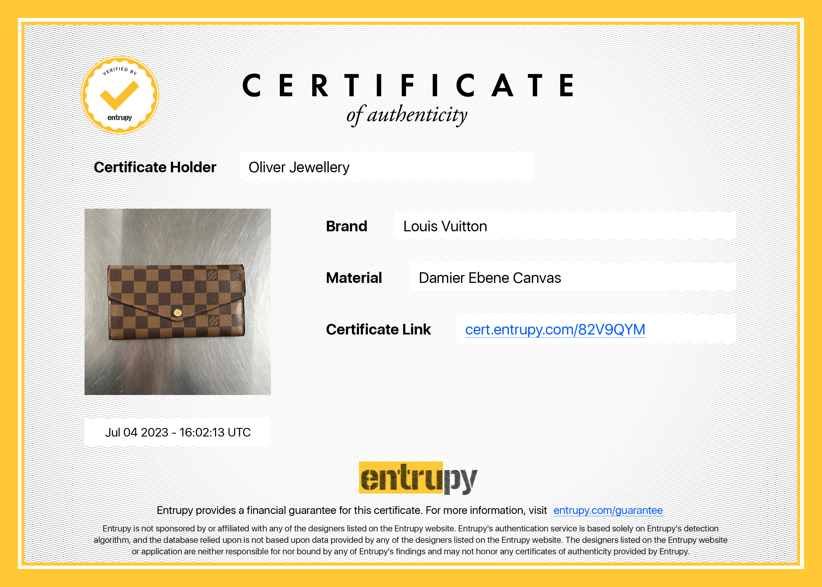 Louis Vuitton Damier Ebene Sarah Wallet