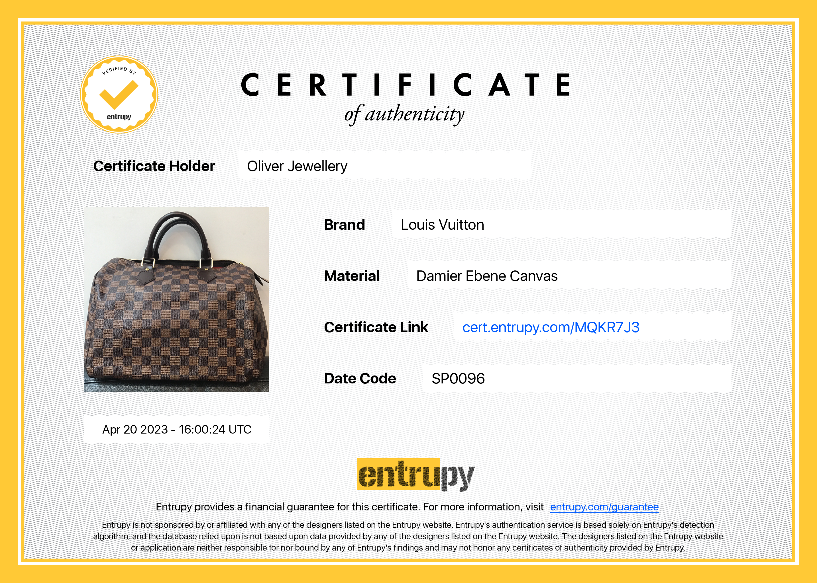 Louis Vuitton Damier Ebene Speedy 30