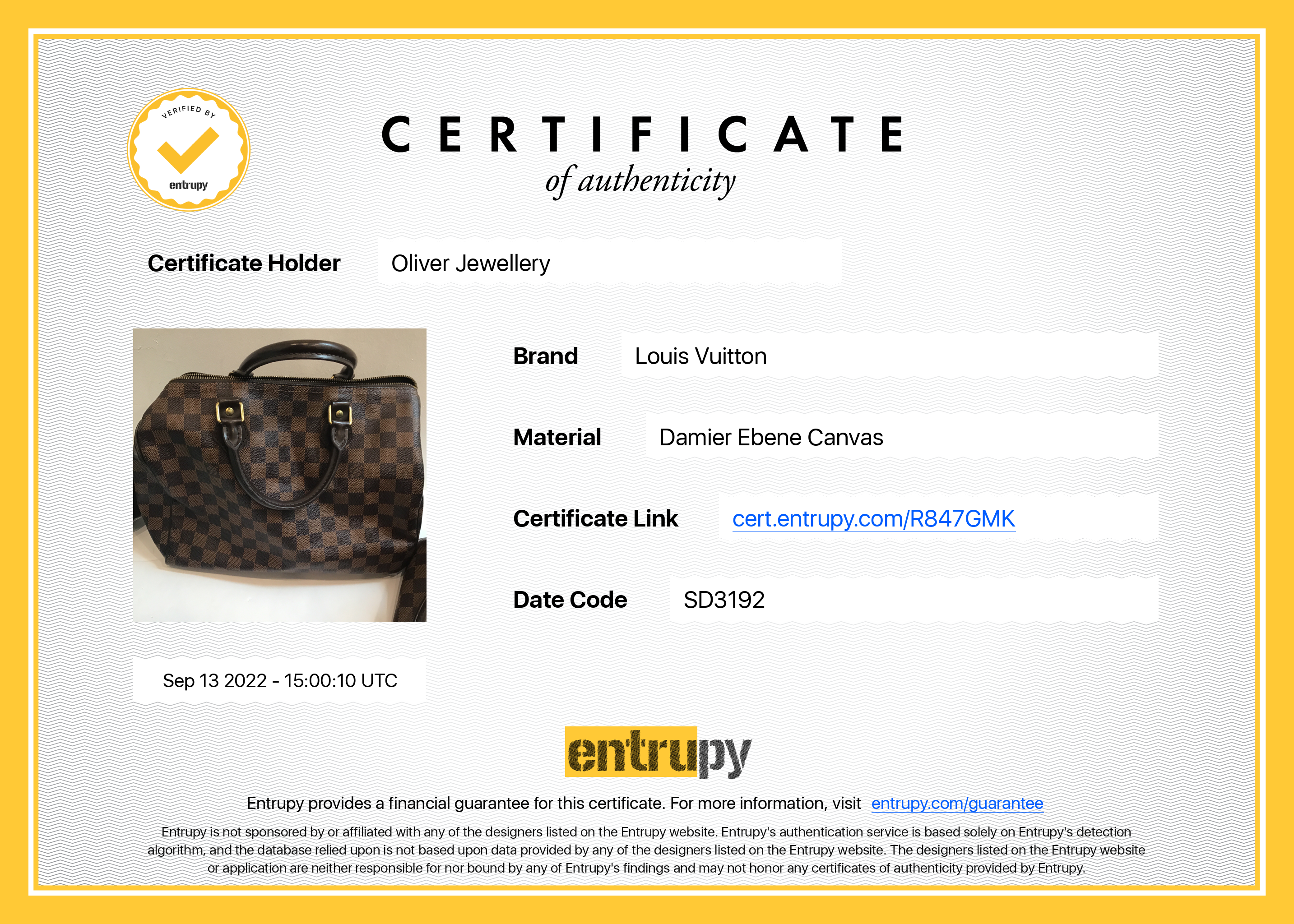 Louis Vuitton Damier Ebene Speedy 30