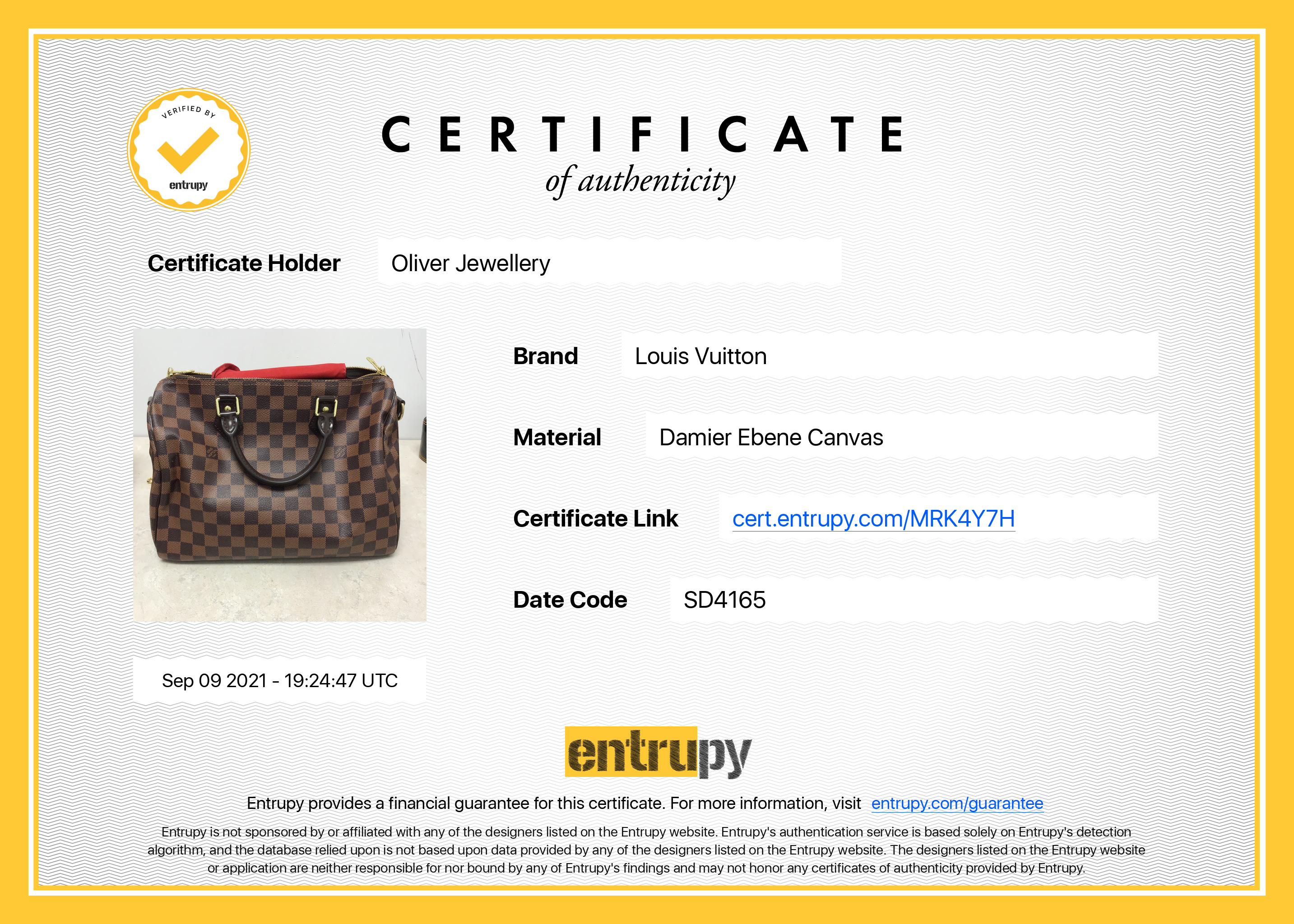 Louis Vuitton Damier Ebene Speedy Bandouliere 30 w/ Box