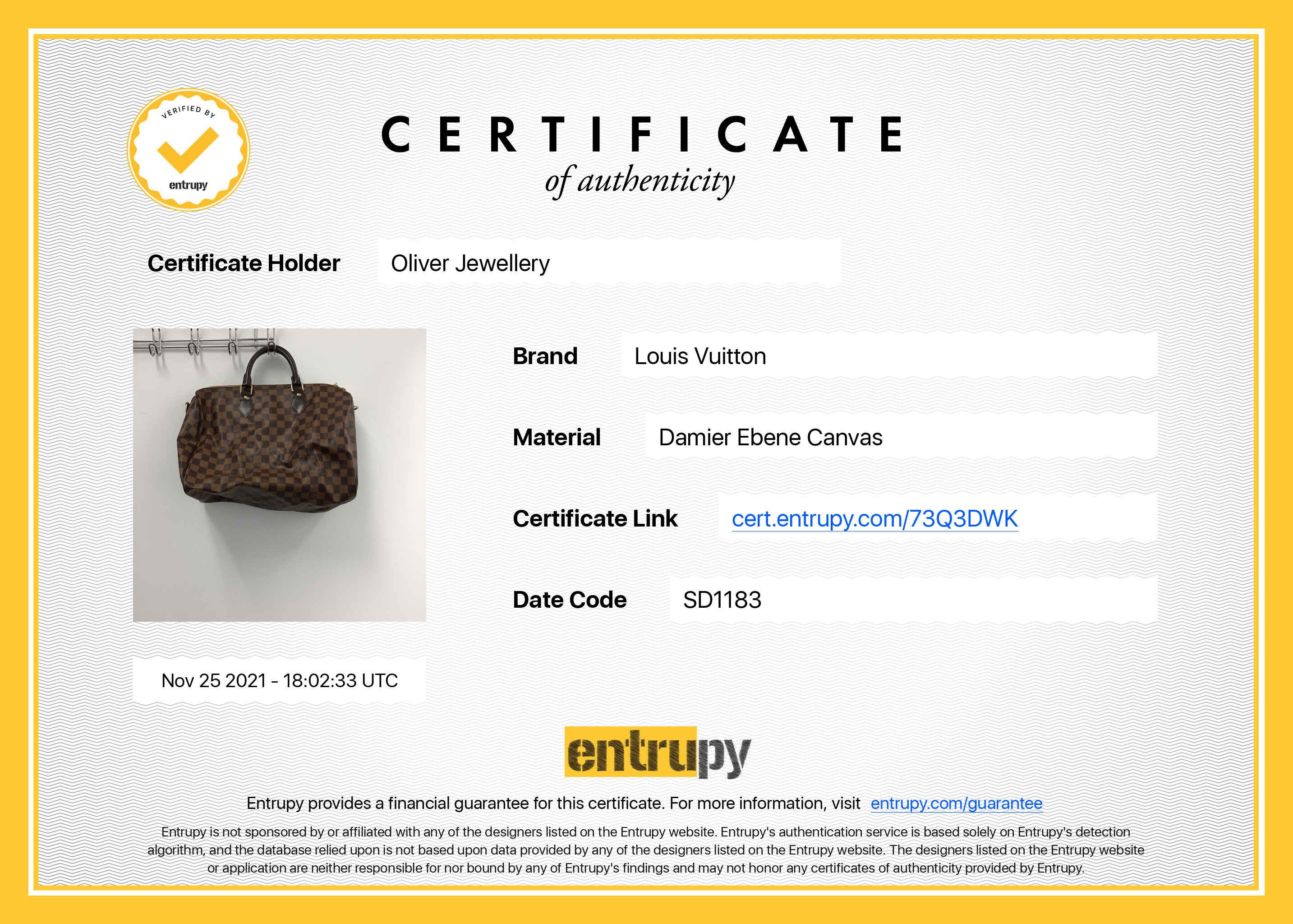 Louis Vuitton Damier Ebene Speedy Bandouliere 35