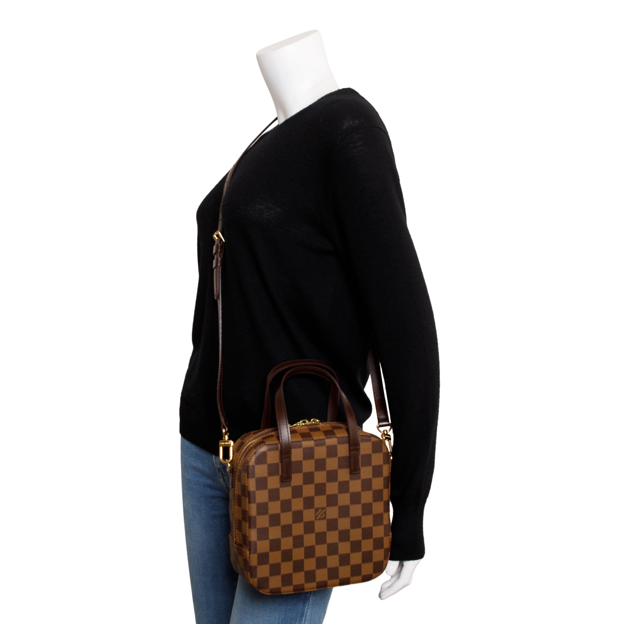 Louis Vuitton Damier Ebene Spontini Bag w/ Strap & Box