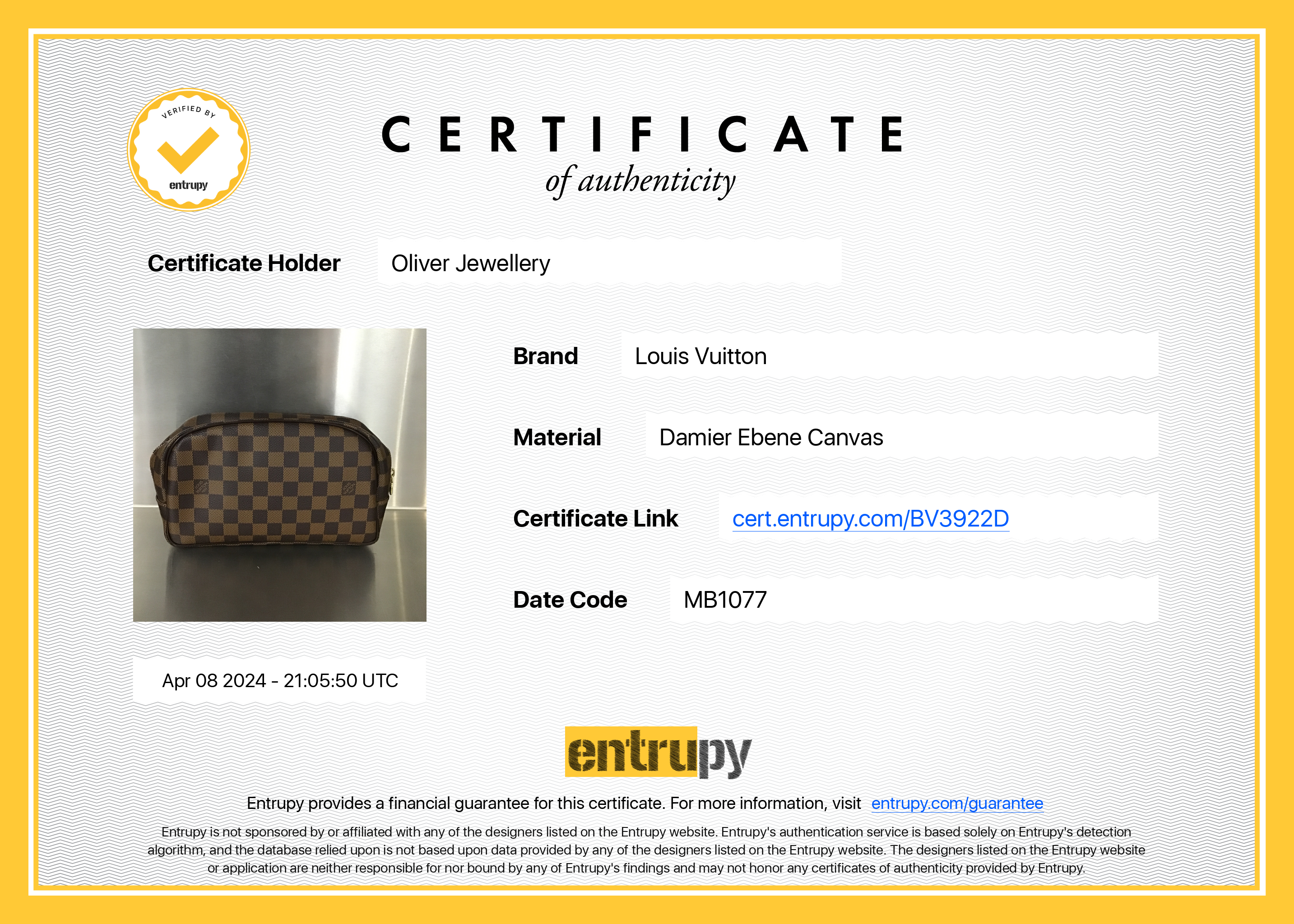 Louis Vuitton Damier Ebene Trousse Toiletry Pouch 25