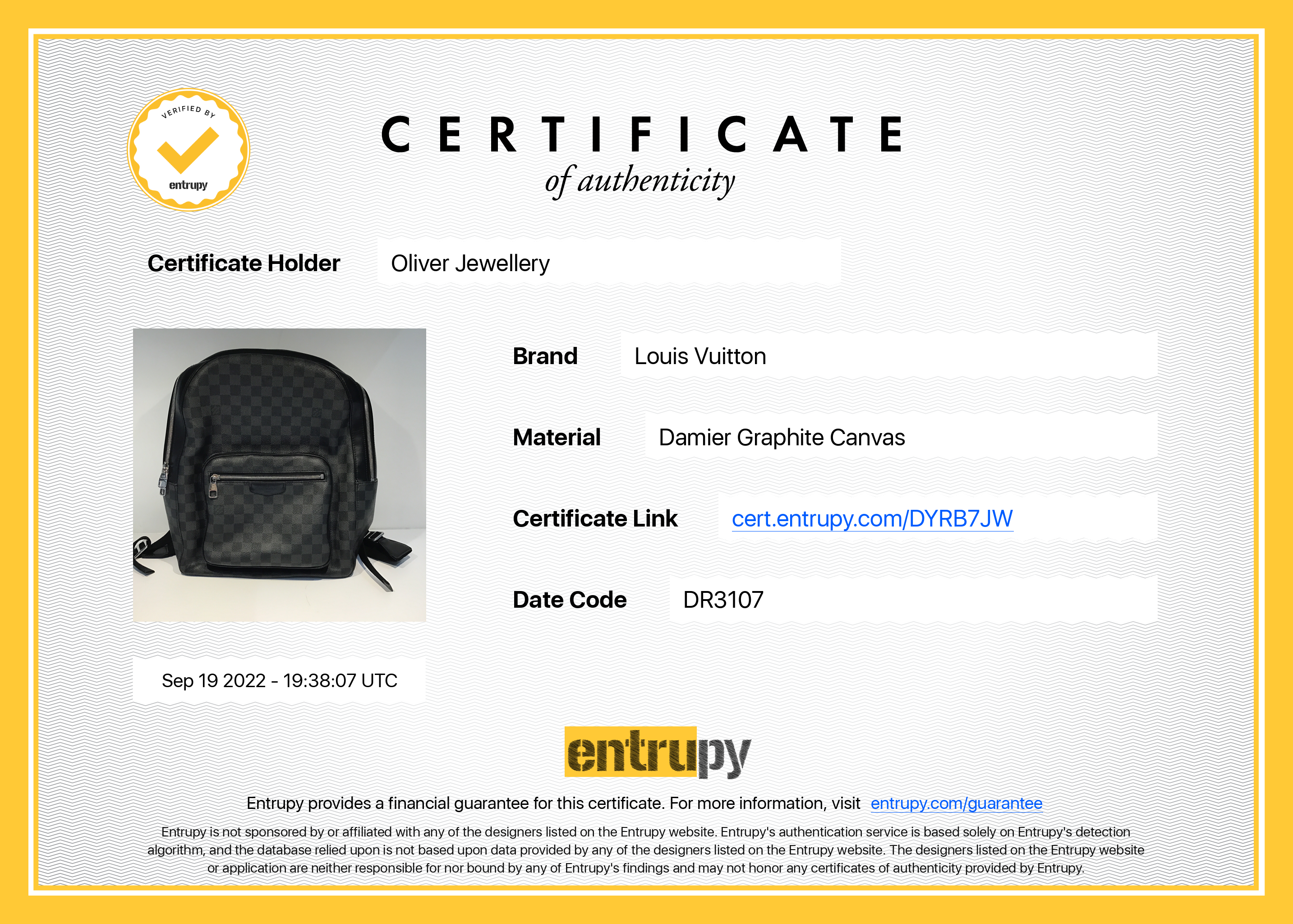 Louis Vuitton Damier Graphite Josh Backpack