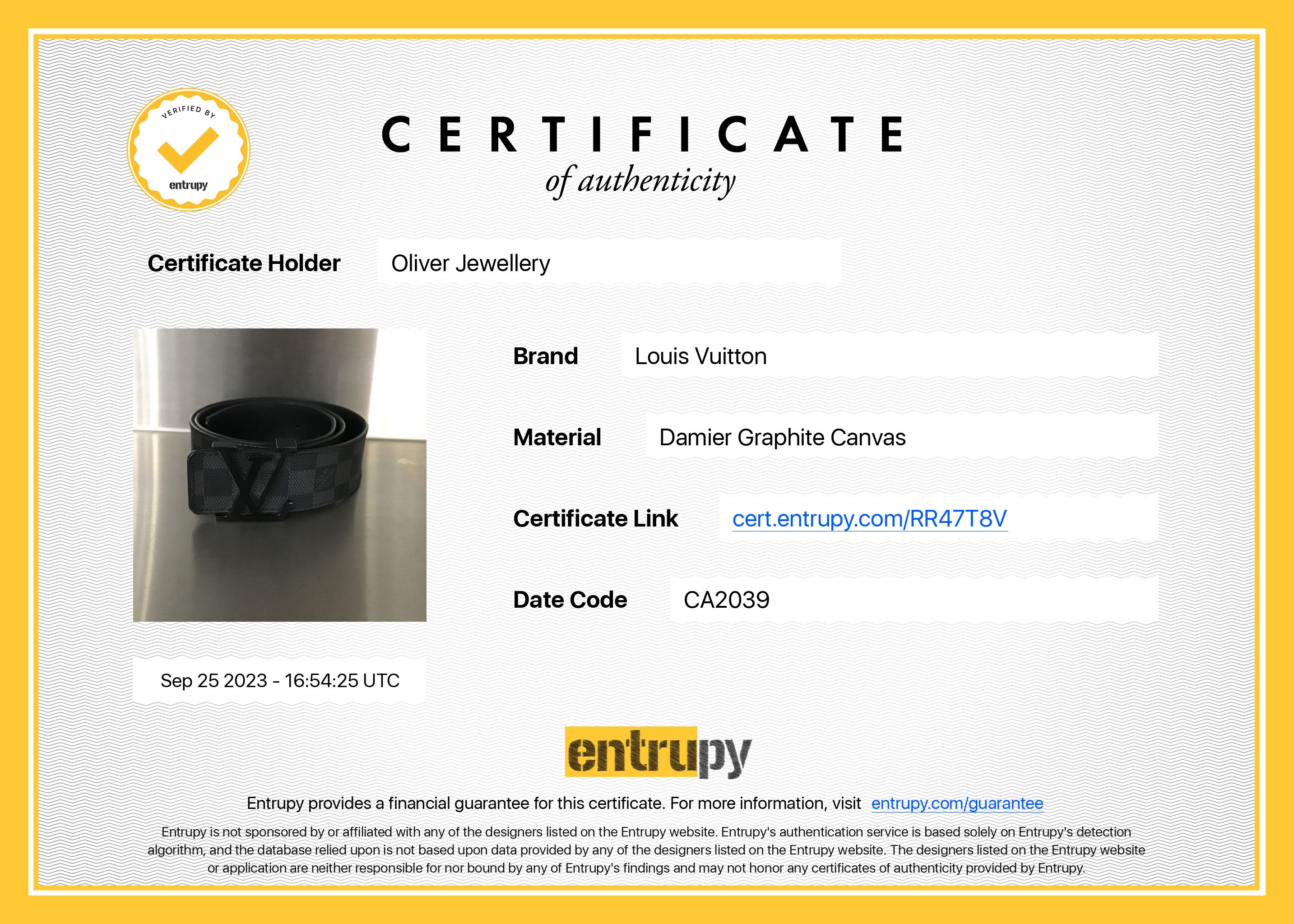 Louis Vuitton Damier Graphite LV Initiales 40MM Belt, Size 85 34