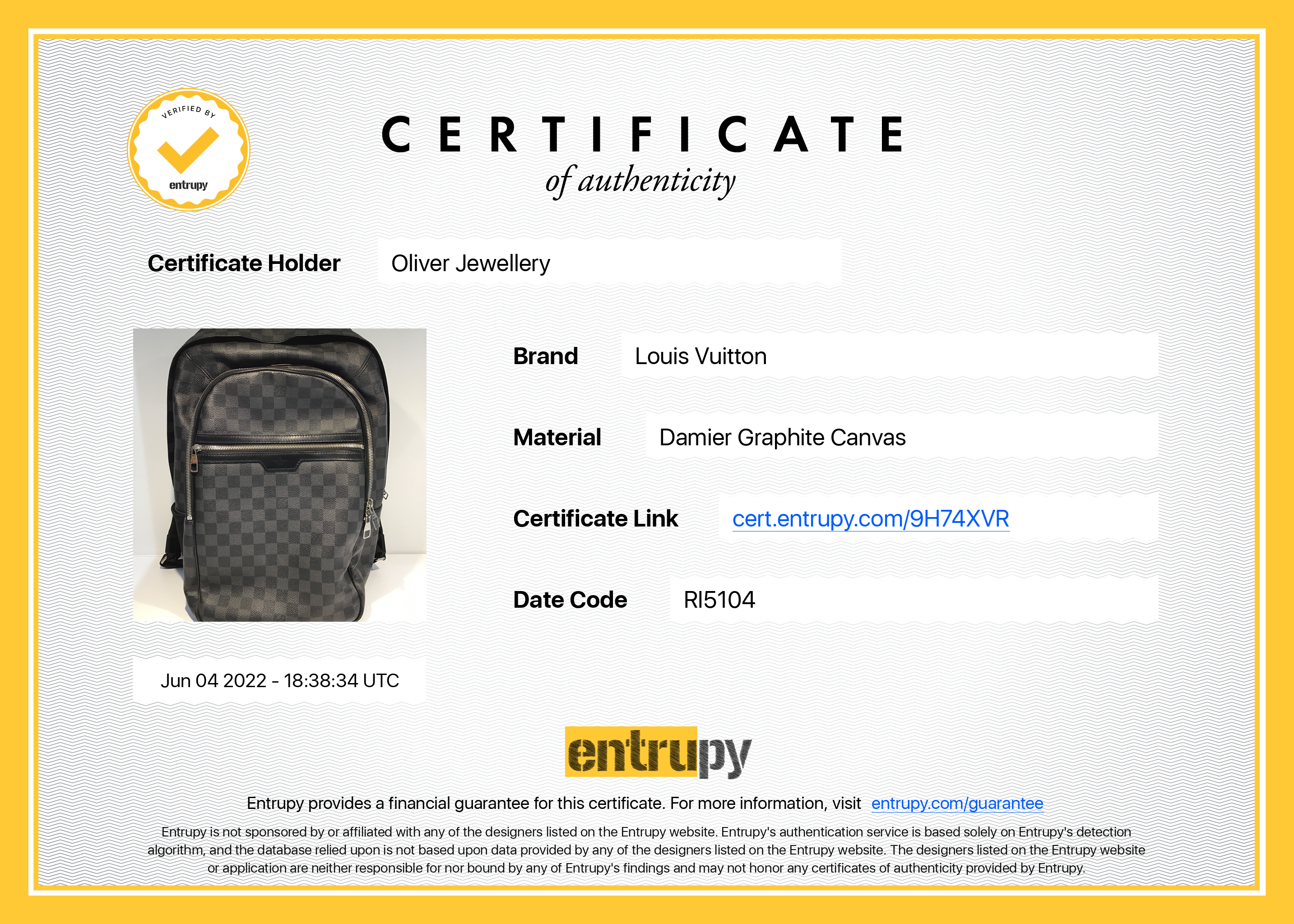 Louis Vuitton Damier Graphite Michael Backpack