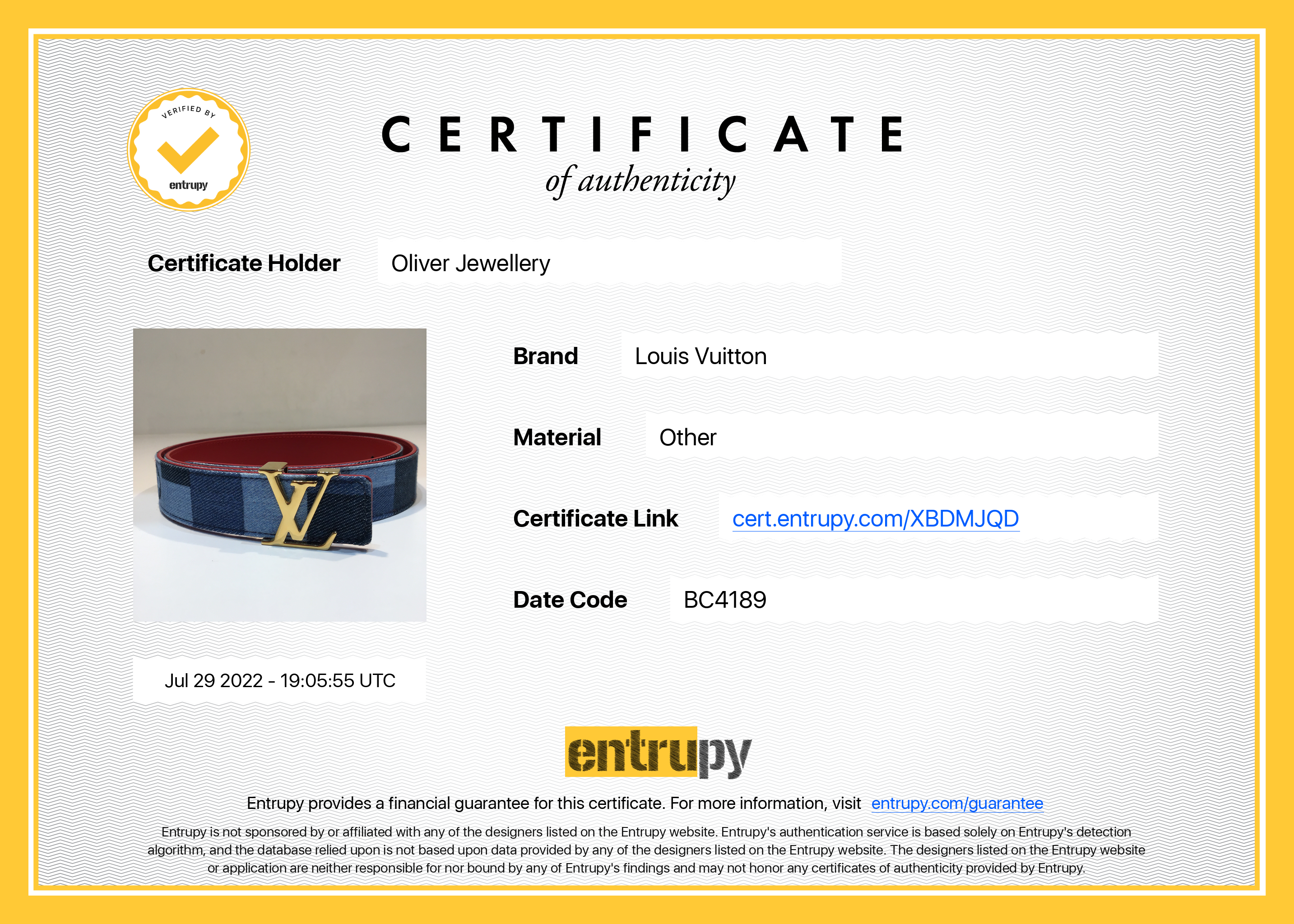 Louis Vuitton Denim Damier LV Initiales 30MM Reversible Belt w/ Box