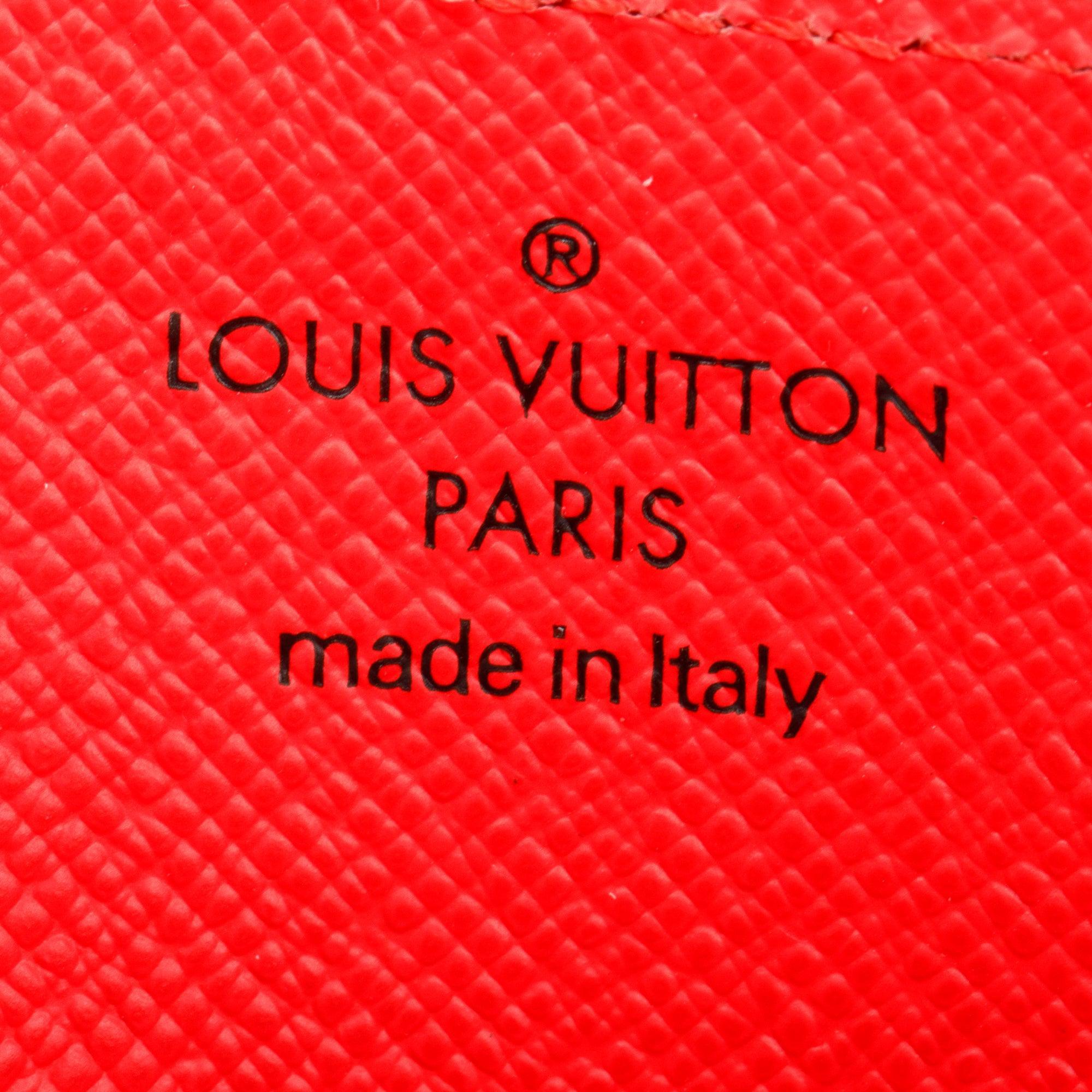 Louis Vuitton Fire Red Monogram & Taigarama Leather Coin Card Holder w/ Box