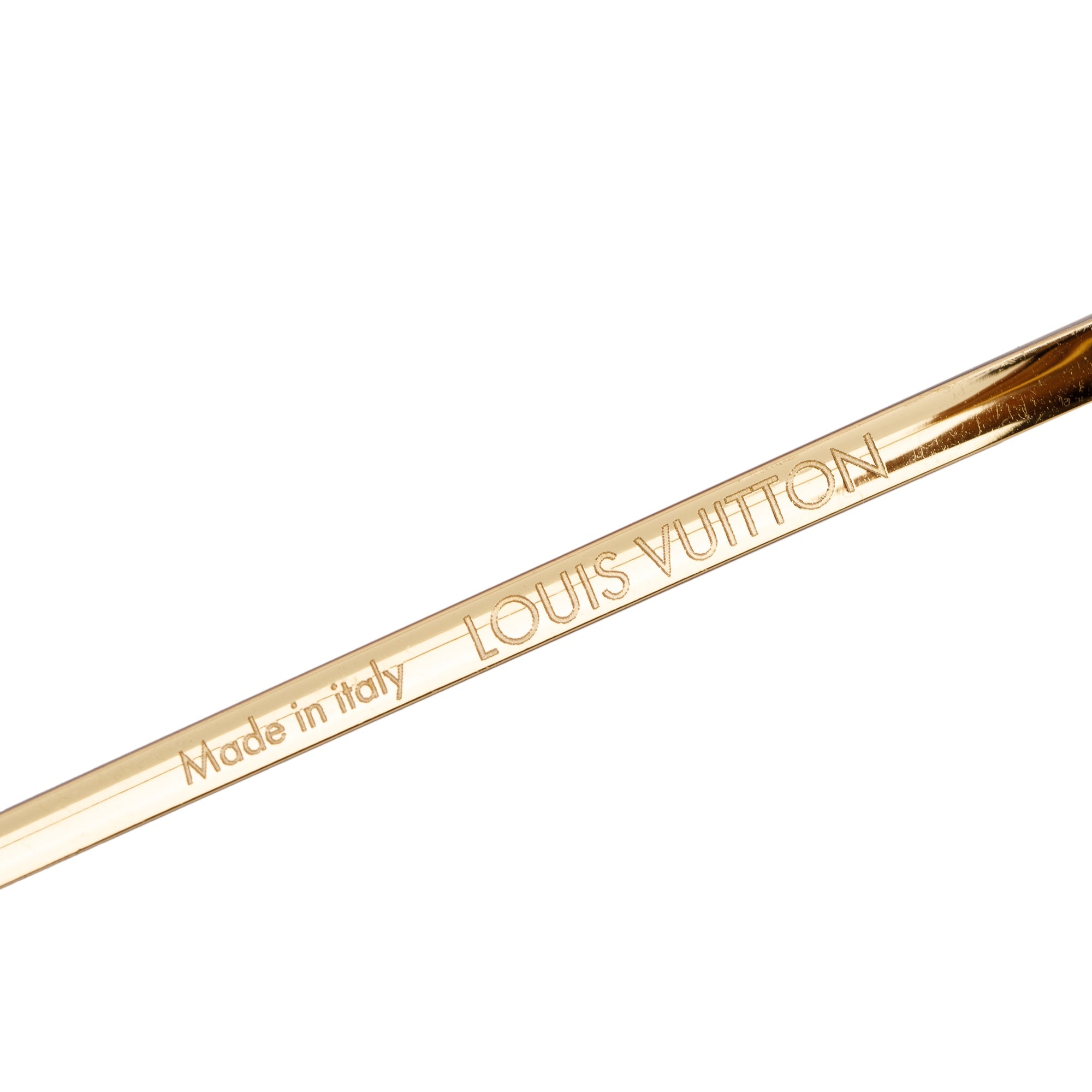 Louis Vuitton Gold Metal Monogram Clockwise Sunglasses w/ Box