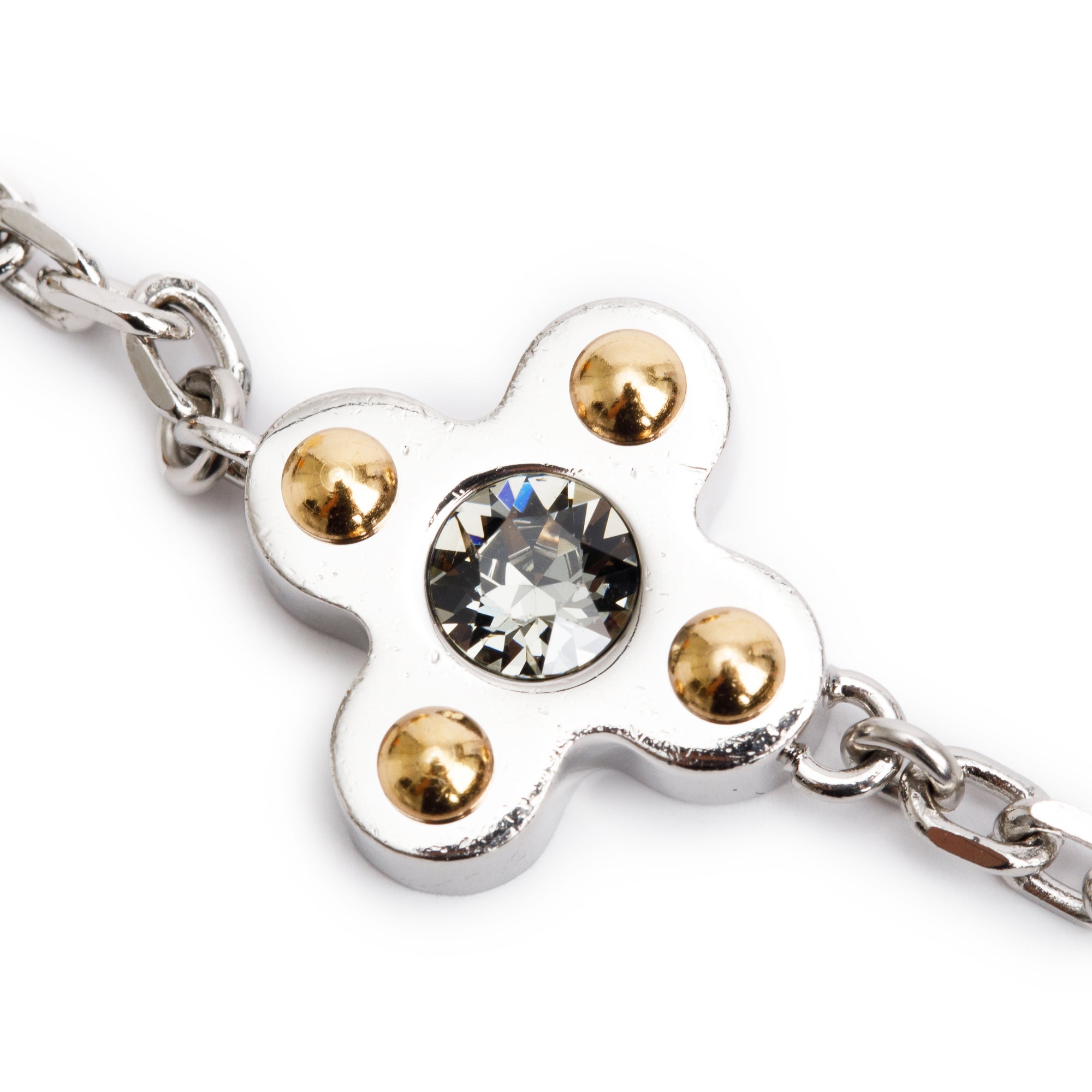 Louis Vuitton Gold & Palladium Plated Crystal Timeless Love Letter Station Necklace