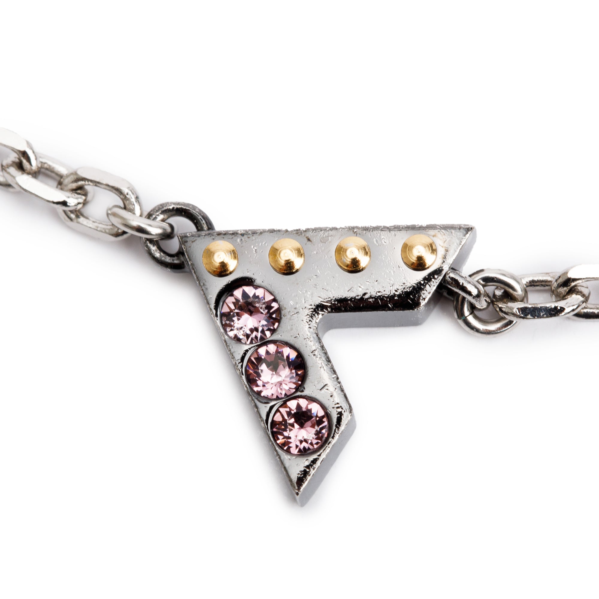 Louis Vuitton Gold & Palladium Plated Crystal Timeless Love Letter Station Necklace