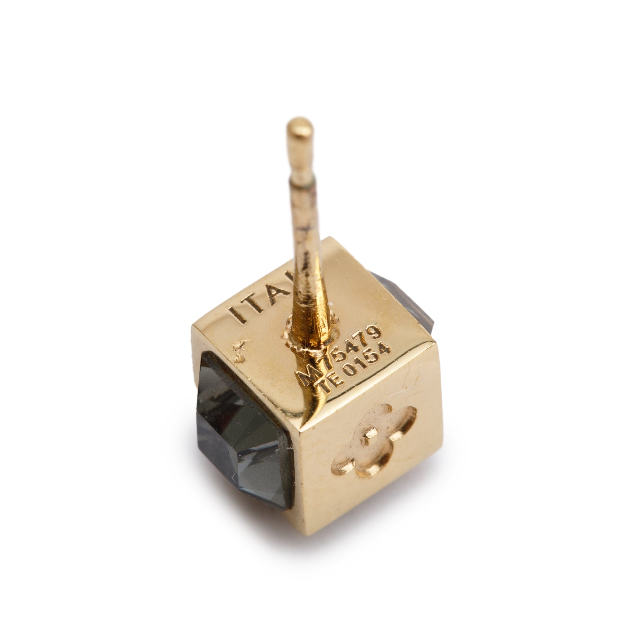 Louis Vuitton Gold-Plated Crystal Gamble Stud Earrings