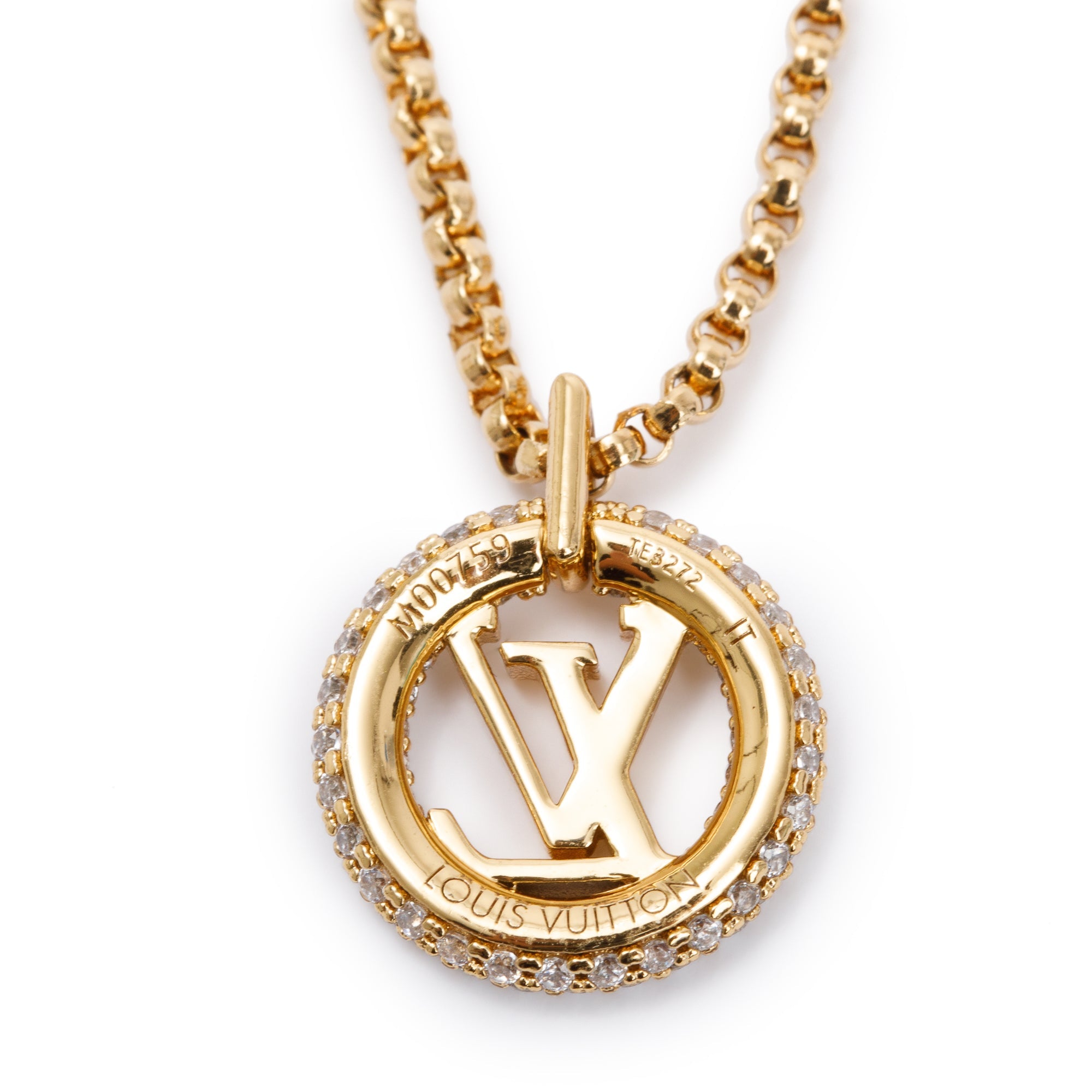 Louis Vuitton Gold Plated Crystal Louise By Night Pendant Necklace w/ Box