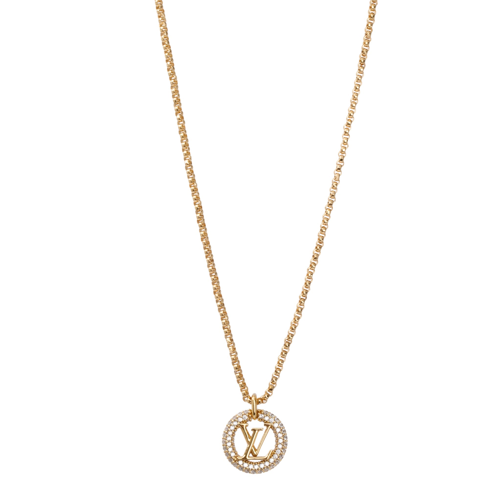 Louis Vuitton Gold Plated Crystal Louise By Night Pendant Necklace w/ Box