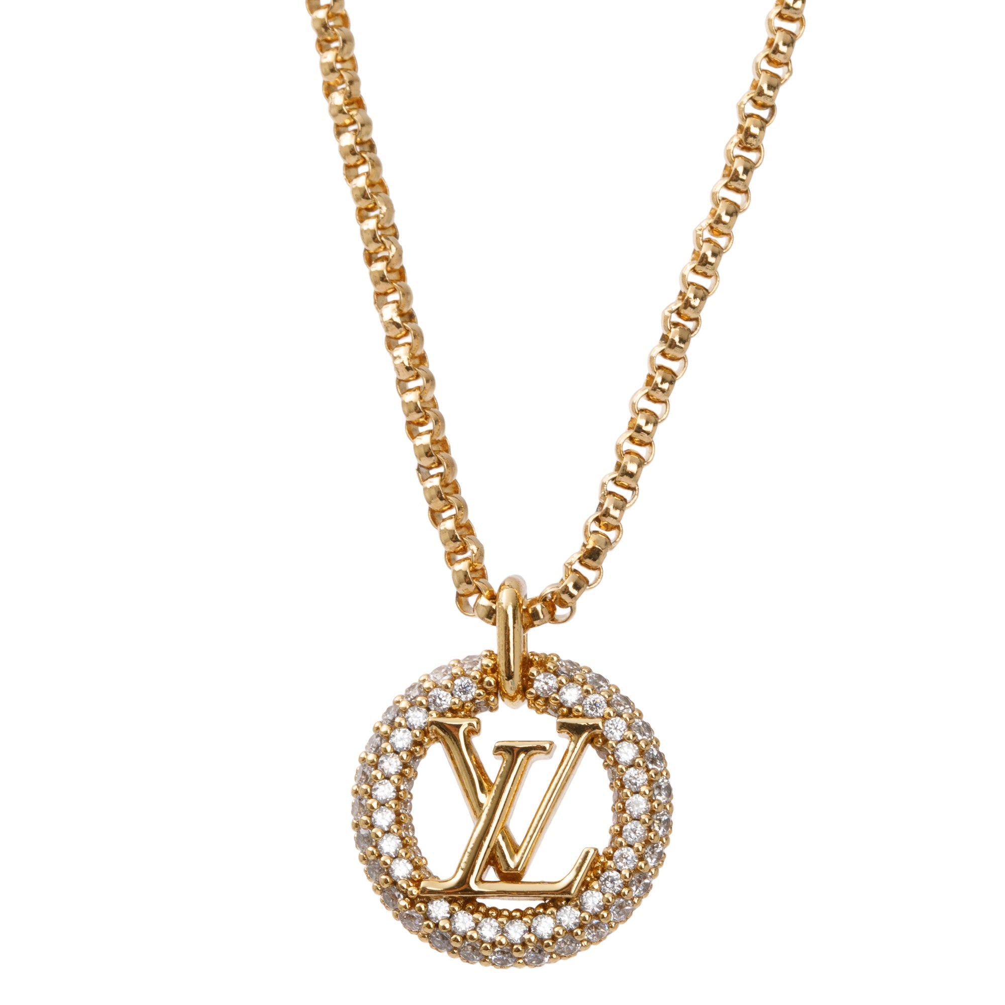 Louis Vuitton Gold Plated Crystal Louise By Night Pendant Necklace w/ Box