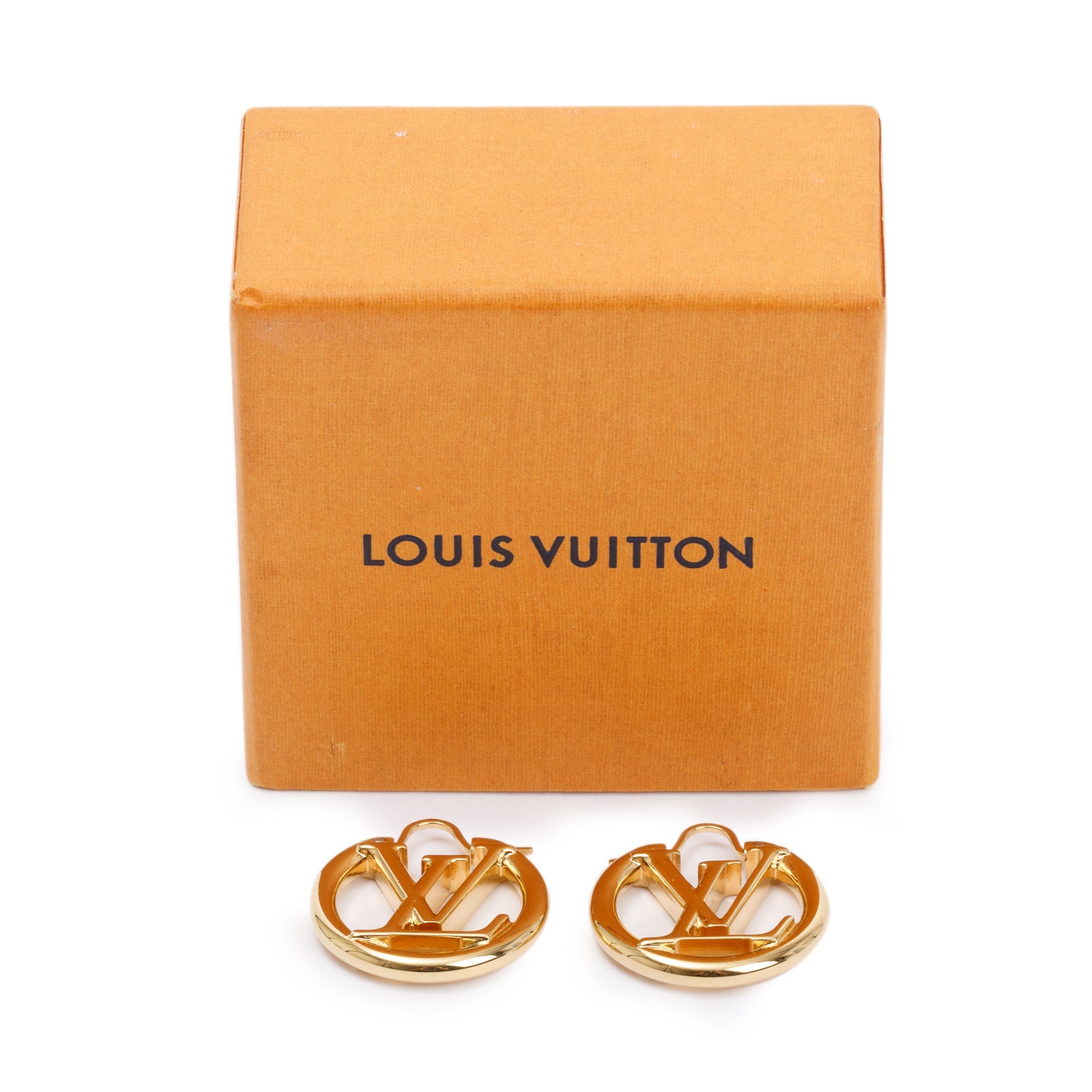 Louis Vuitton Gold-Plated Louise PM Earrings w/ Box