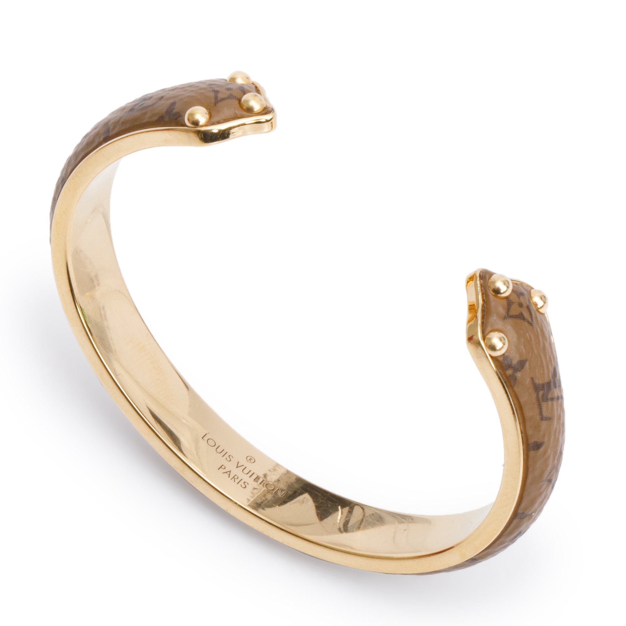 Louis Vuitton Gold Plated Monogram Reverse Sweet Dreams Cuff w/ Box