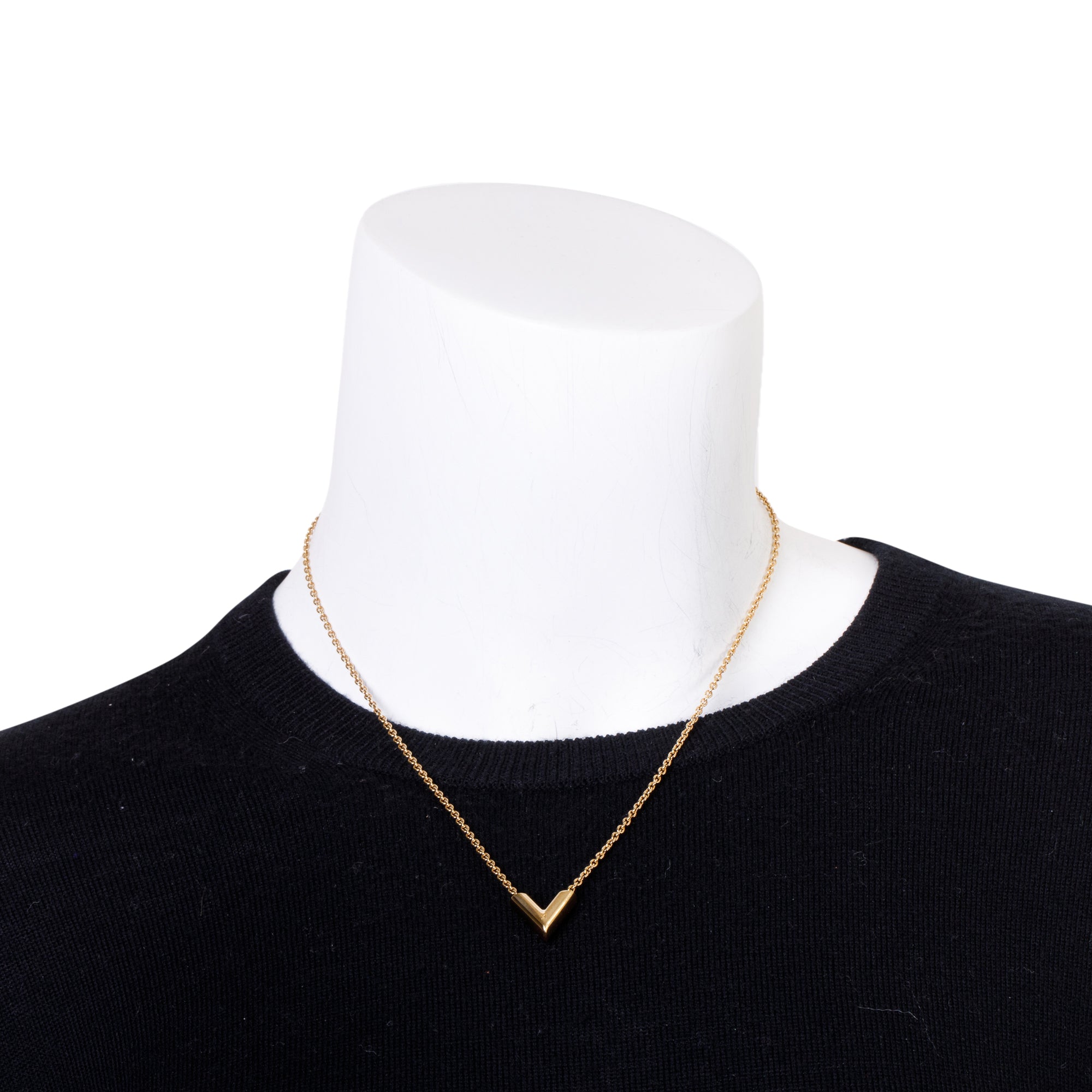 Louis Vuitton Gold-Tone Metal Essential V Pendant Necklace