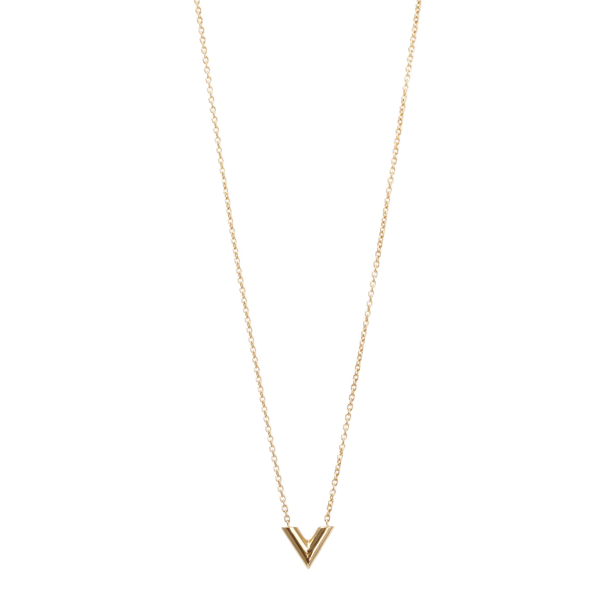 Louis Vuitton Gold-Tone Metal Essential V Pendant Necklace