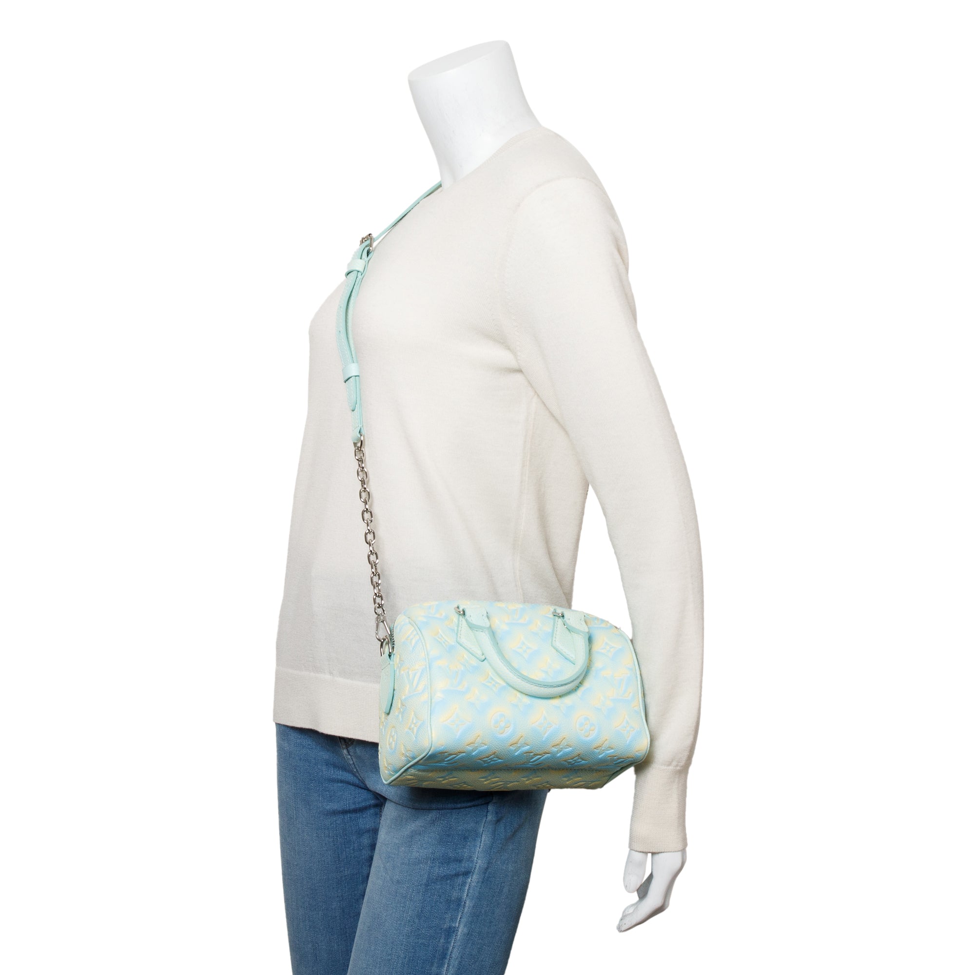 Louis Vuitton Green Tie-Dye Empreinte Monogram Summer Stardust Speedy Bandouliere 20 w/ Strap