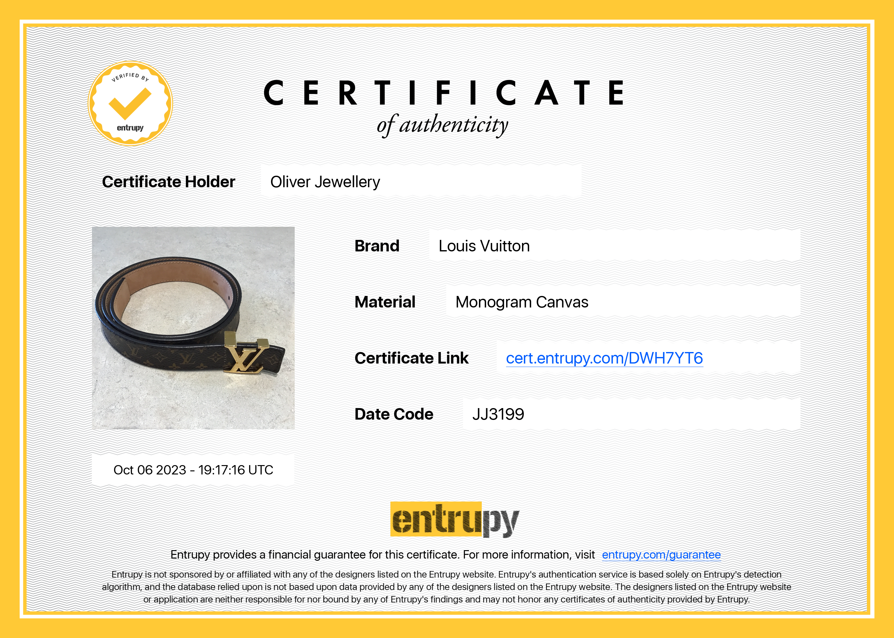 Louis Vuitton LV Initiales 25 MM Mini Belt w/ Box & Receipt