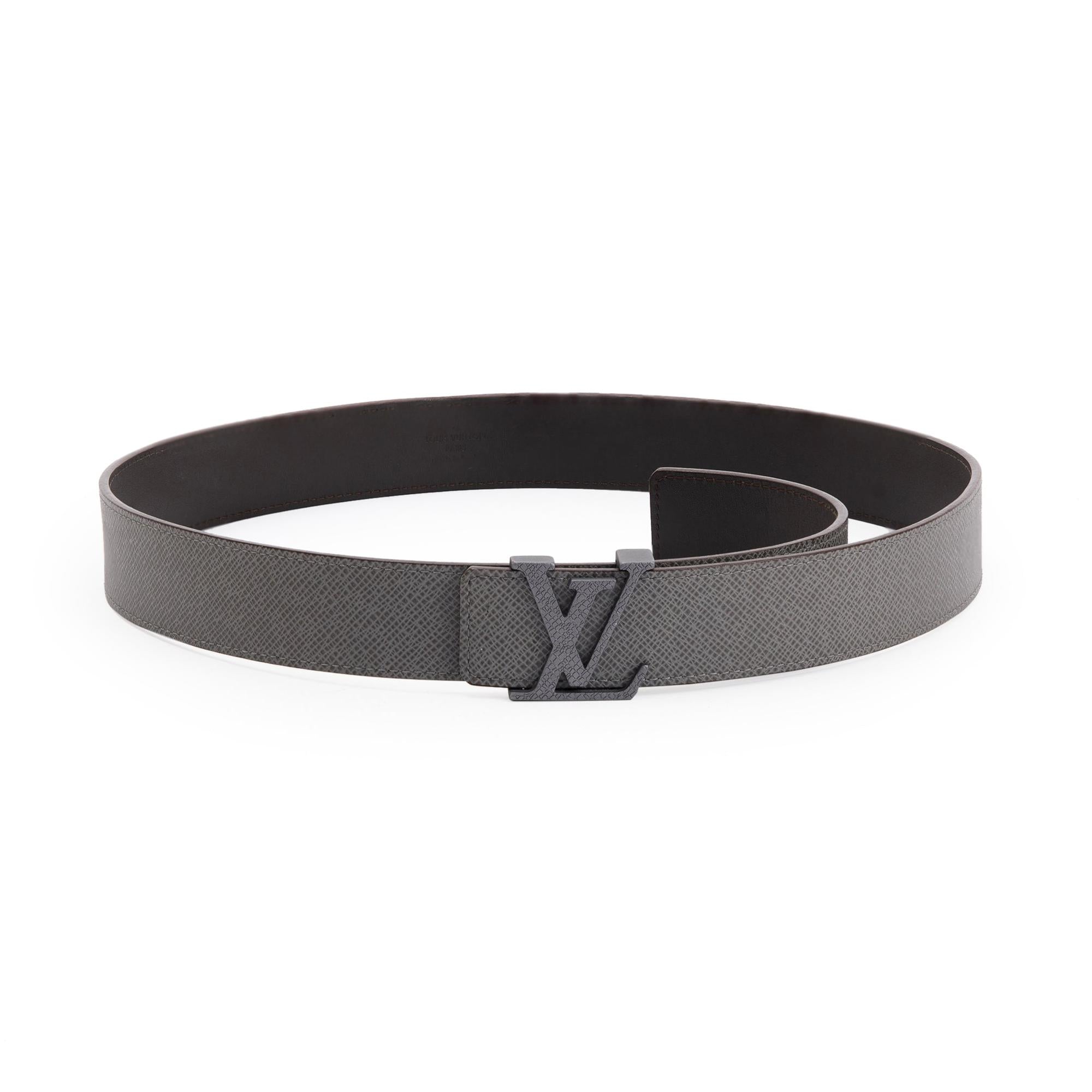 Louis Vuitton LV Initiales 35MM Grey Taiga Leather Belt