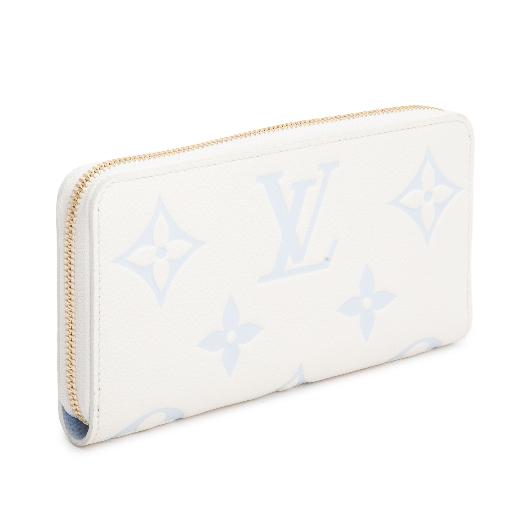 Louis Vuitton Latte/Candy Blue Monogram Giant Bicolor Empreinte Leather Zippy Wallet