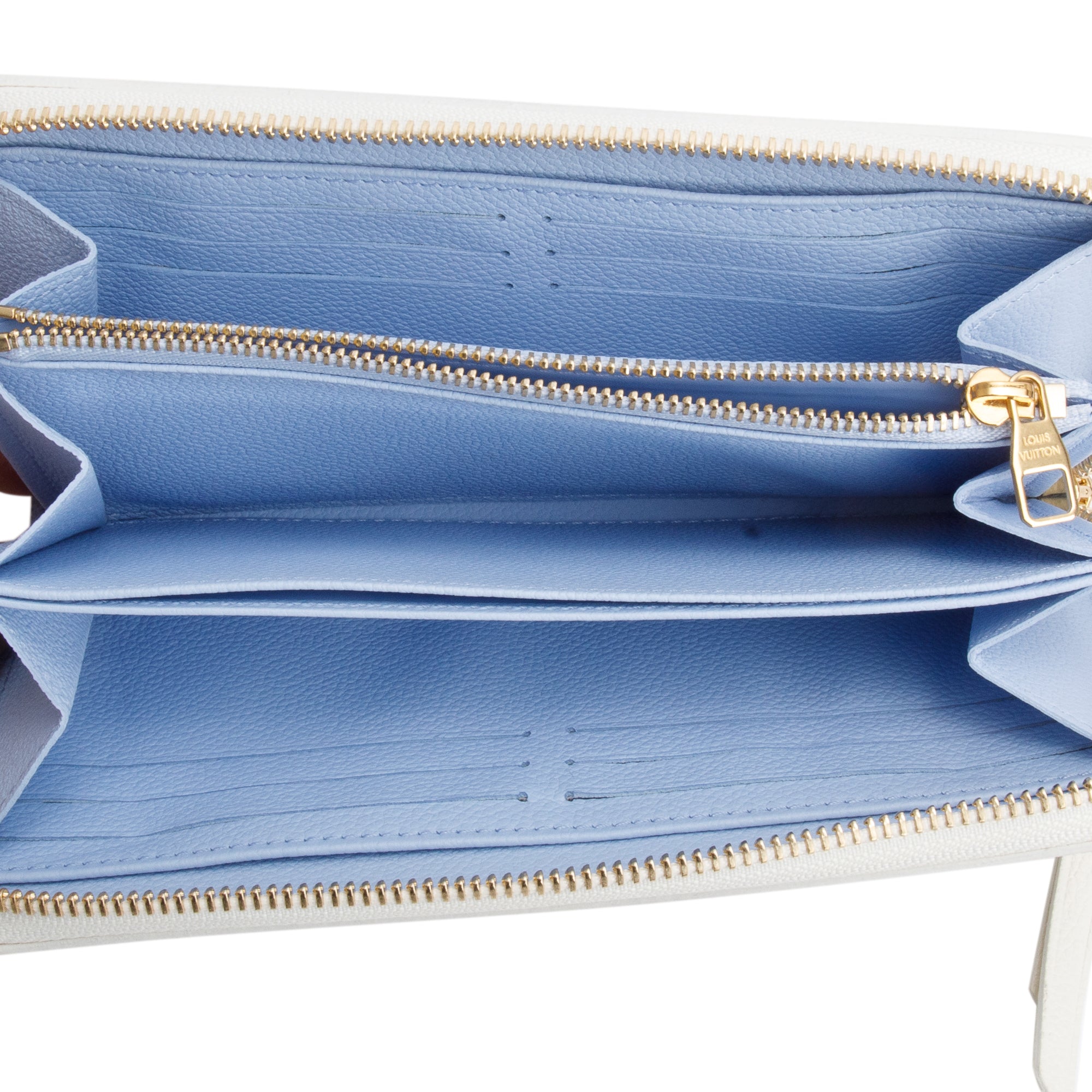 Louis Vuitton Latte/Candy Blue Monogram Giant Bicolor Empreinte Leather Zippy Wallet